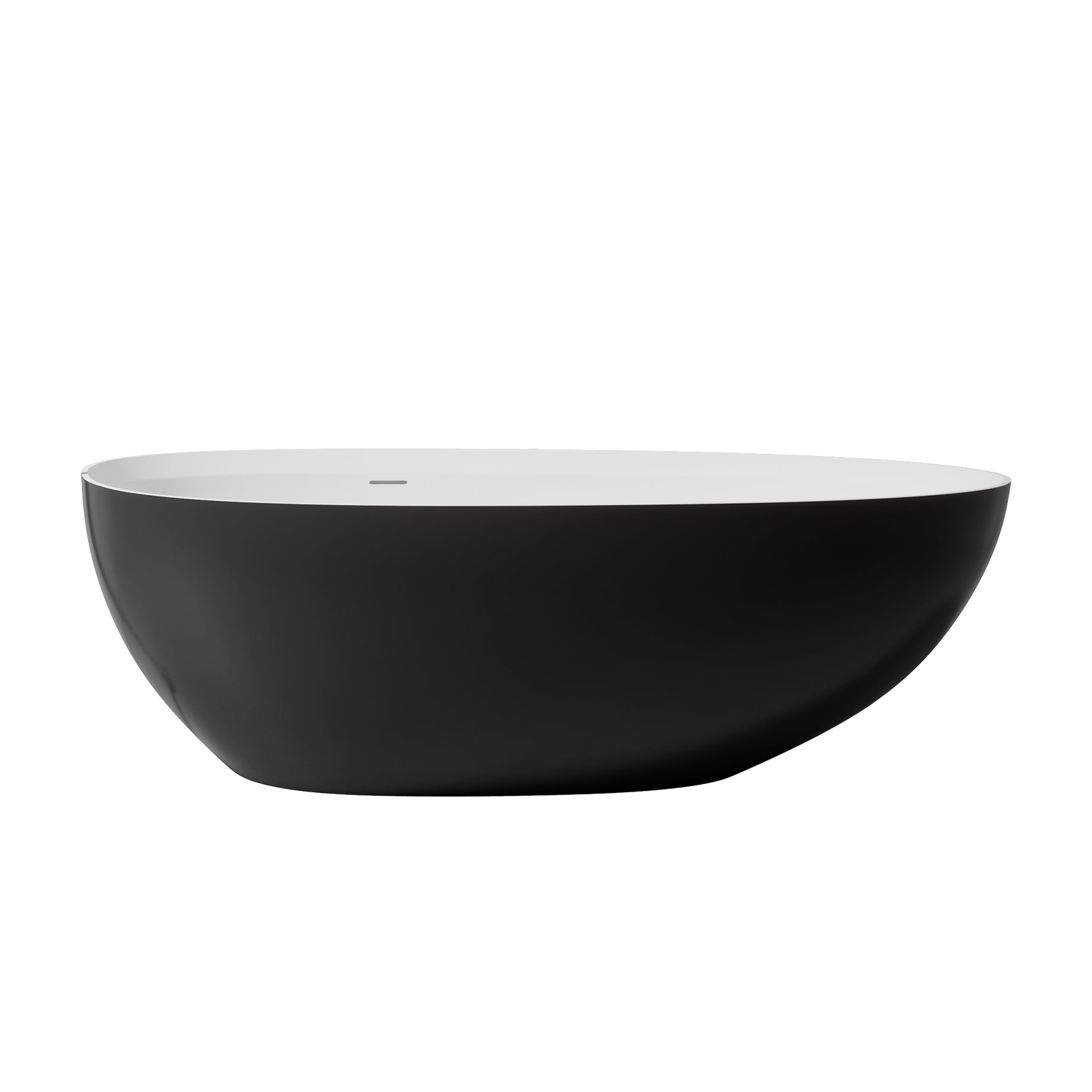 71"Inside White outside  black solid surface stone soaking tub Bathroom freestanding bathtub for adult--1