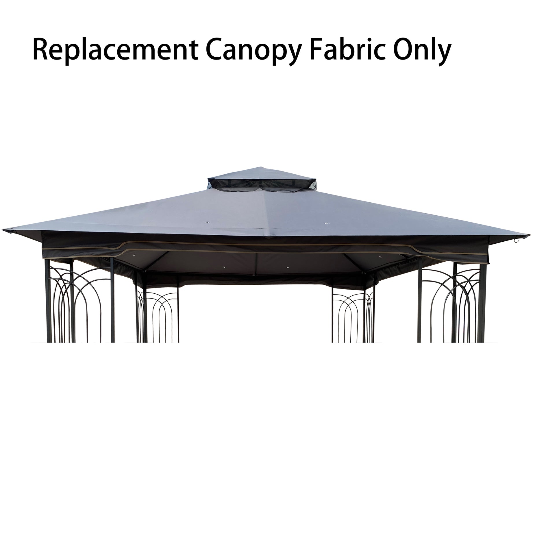 10x10 Ft Patio Double Roof Gazebo Replacement Canopy Top Fabric, Gray--1