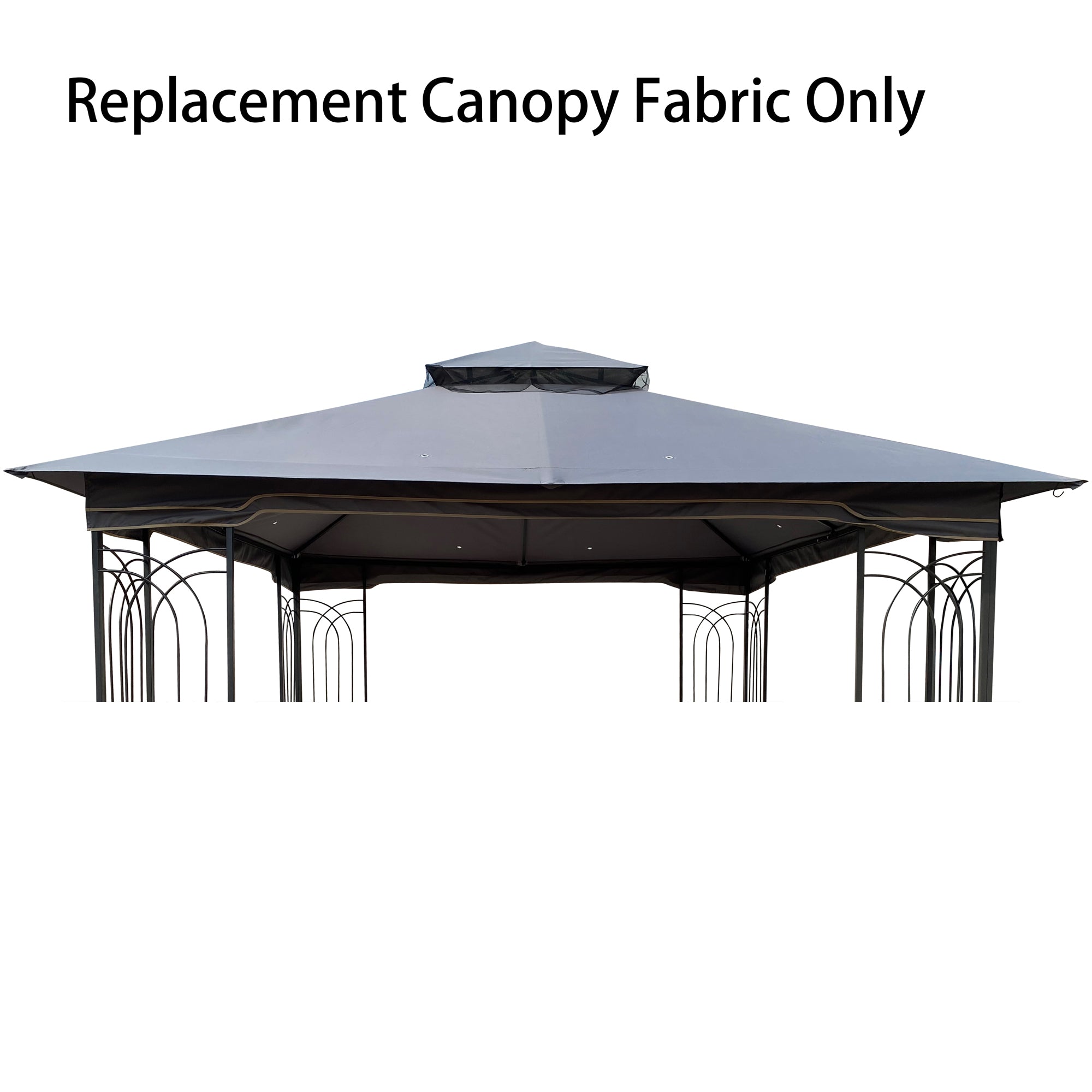 10x10 Ft Patio Double Roof Gazebo Replacement Canopy Top Fabric, Gray--1