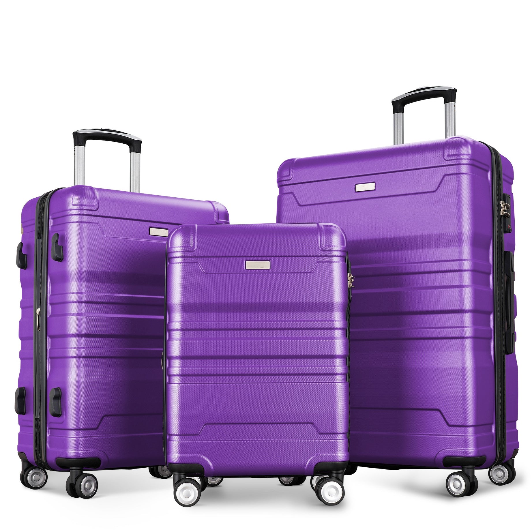 Luggage Sets New Model Expandable ABS Hardshell 3pcs Clearance Luggage Hardside Lightweight Durable Suitcase sets Spinner Wheels Suitcase with TSA Lock 20''24''28''(purple)--1