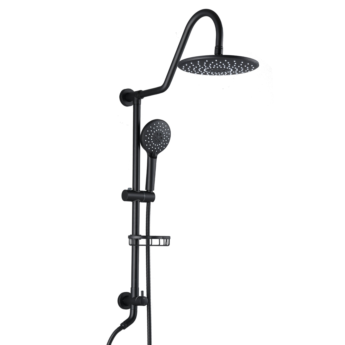 10" Rainfall Shower Head and Handheld Showerhead Combo Shower System with Slide Bar, Matte Black--1