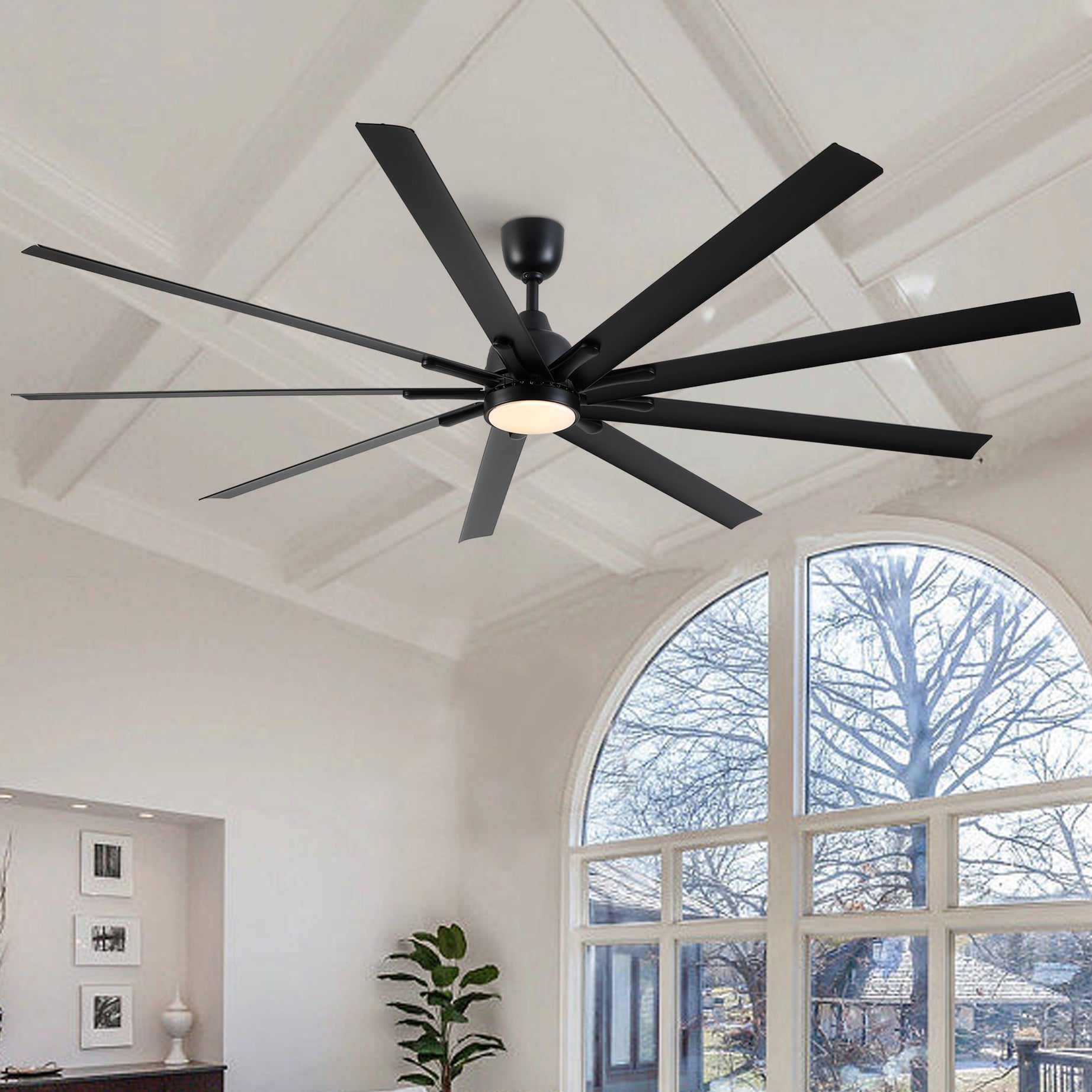 84 In Super Large Black Ceiling Fan with Remote Control--1