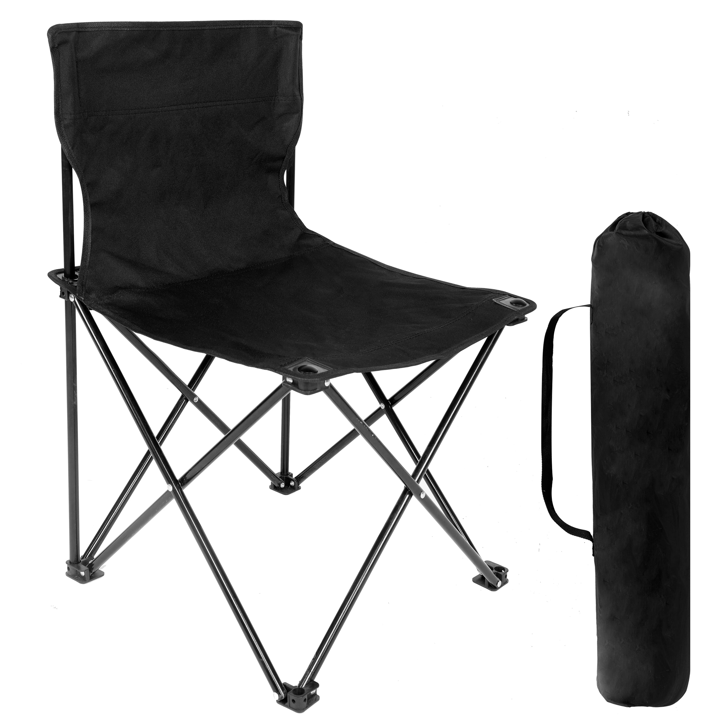 YSSOA Portable Folding Camping Chair with Carry Bag for Adults, Collapsible Anti-Slip Padded Oxford Cloth Stool for Beach, Hiking, Fishing, Gardening, Picnic Color: Black, Size: Large--1