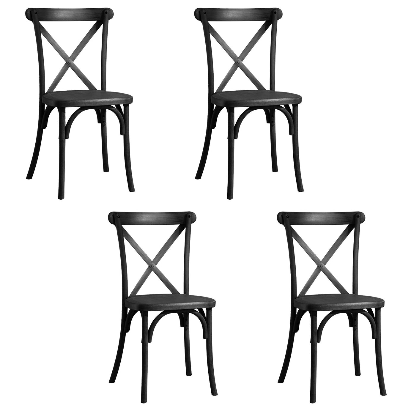 Resin Cross Back Chair for dinning room, wedding, commercial use, 4-pack, Black--1