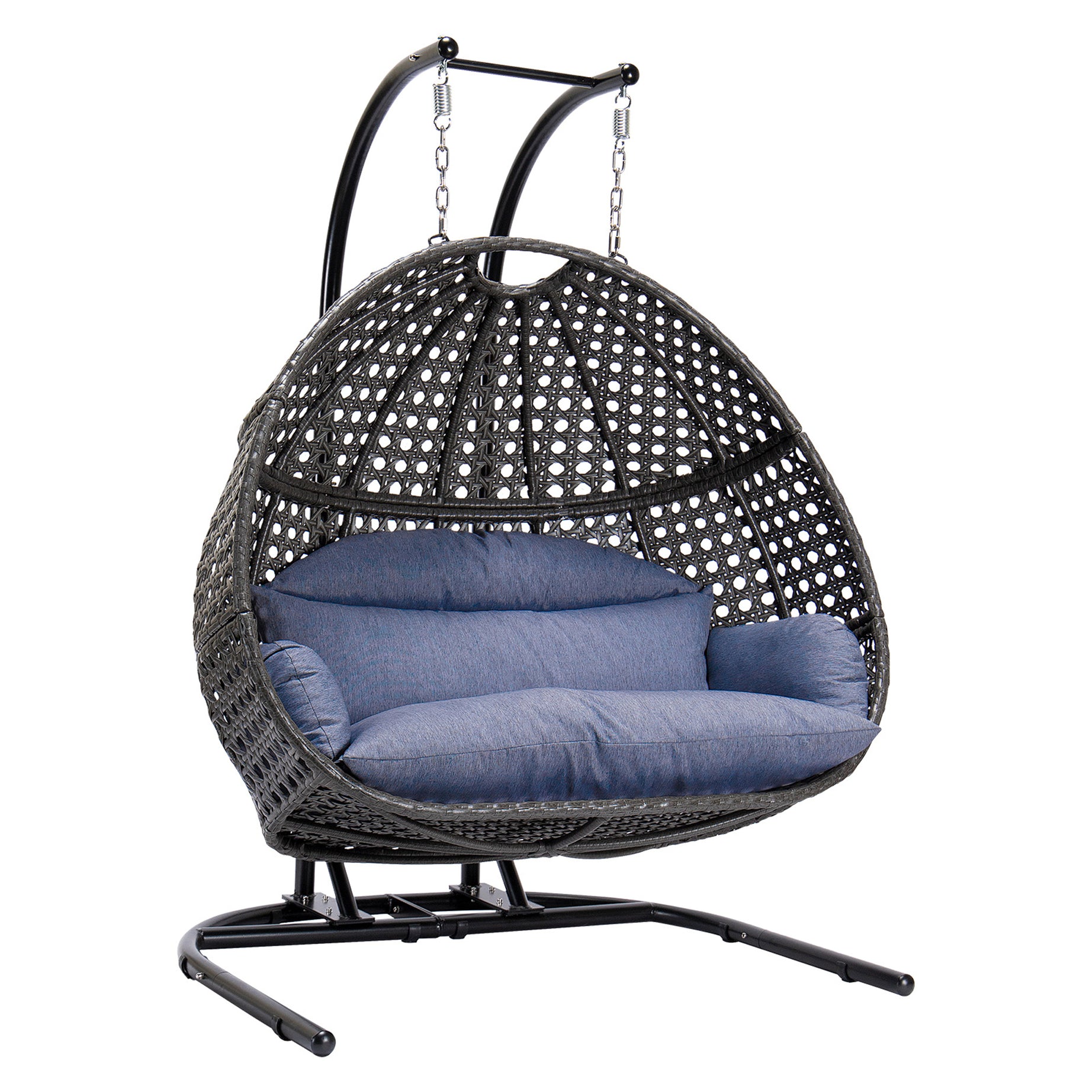 Double-Seat Swing Chair with Stand and Cushion--1