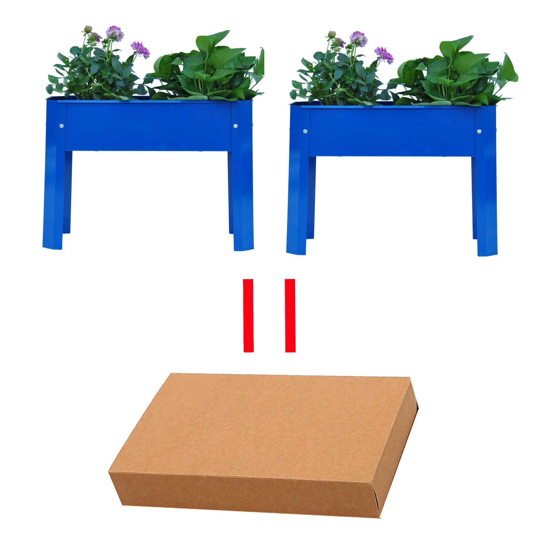 Elevated garden bed metal elevated outdoor flowerpot box  suitable for backyard and terrace  large flowerpot  suitable for vegetable and flower  Blue*2--1