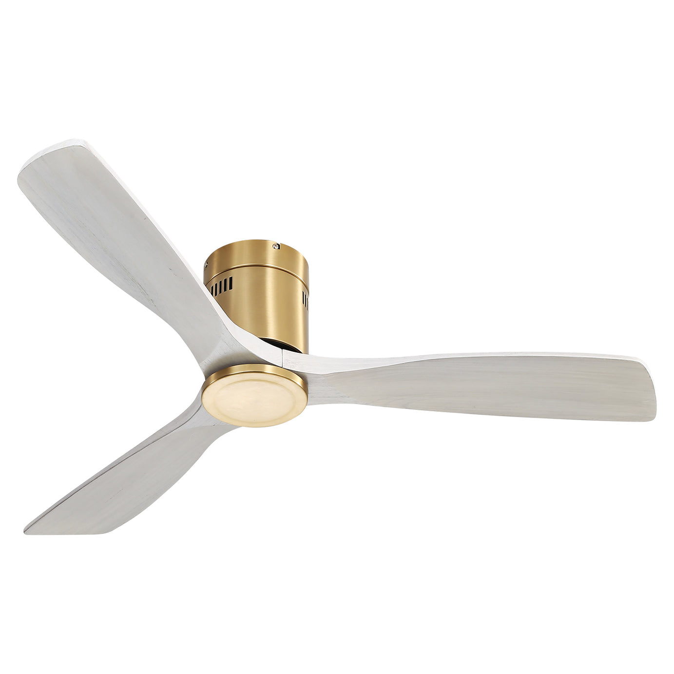 52 Inch Low Profile Ceiling Fan DC 3 Solid Wood Fan Blade Noiseless Reversible Motor Remote Control Without Light--1