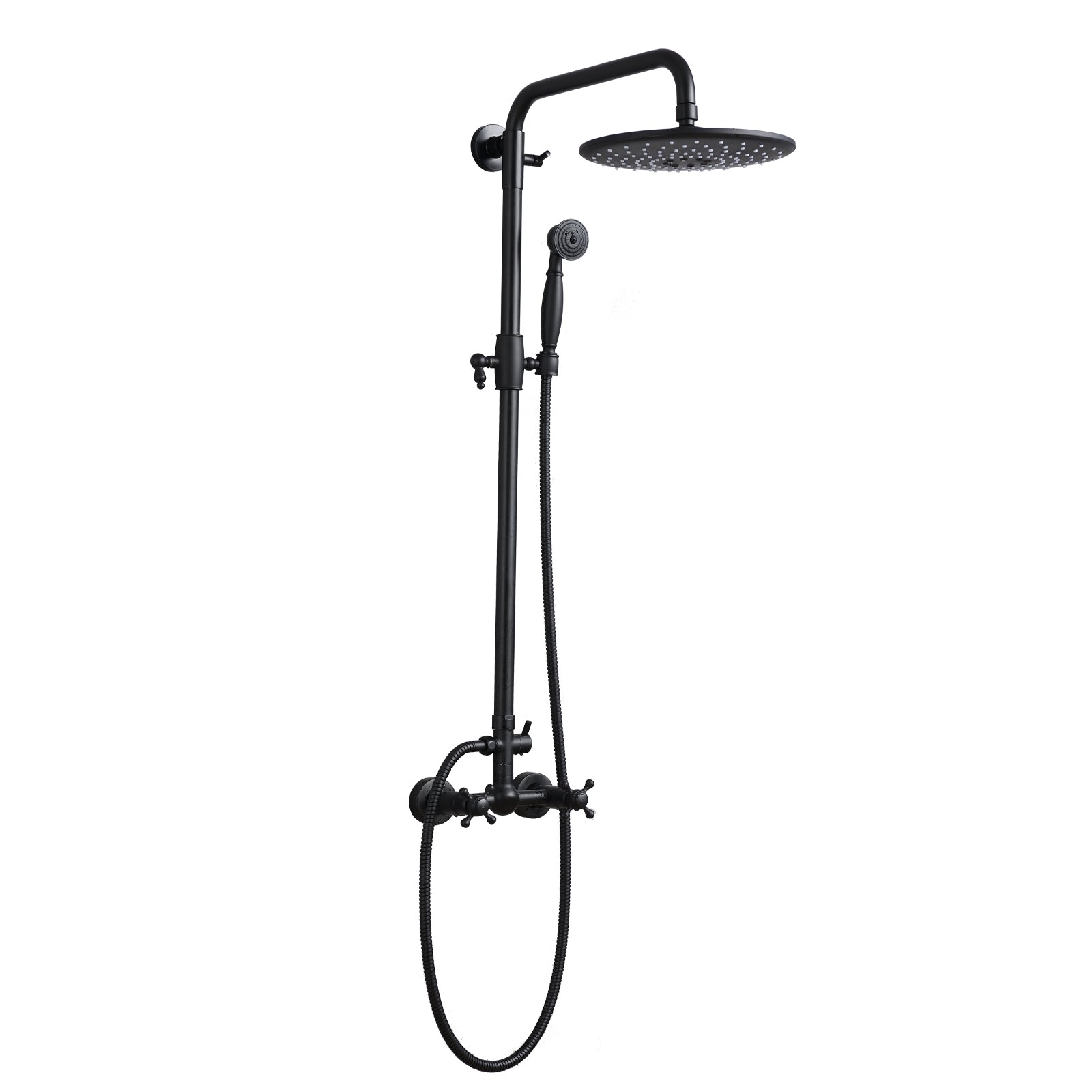 Handshower  Shower Head with Handheld Shower System with 8" Rain Shower HeadRain Shower System Dual Shower Combo  Matte Black--1