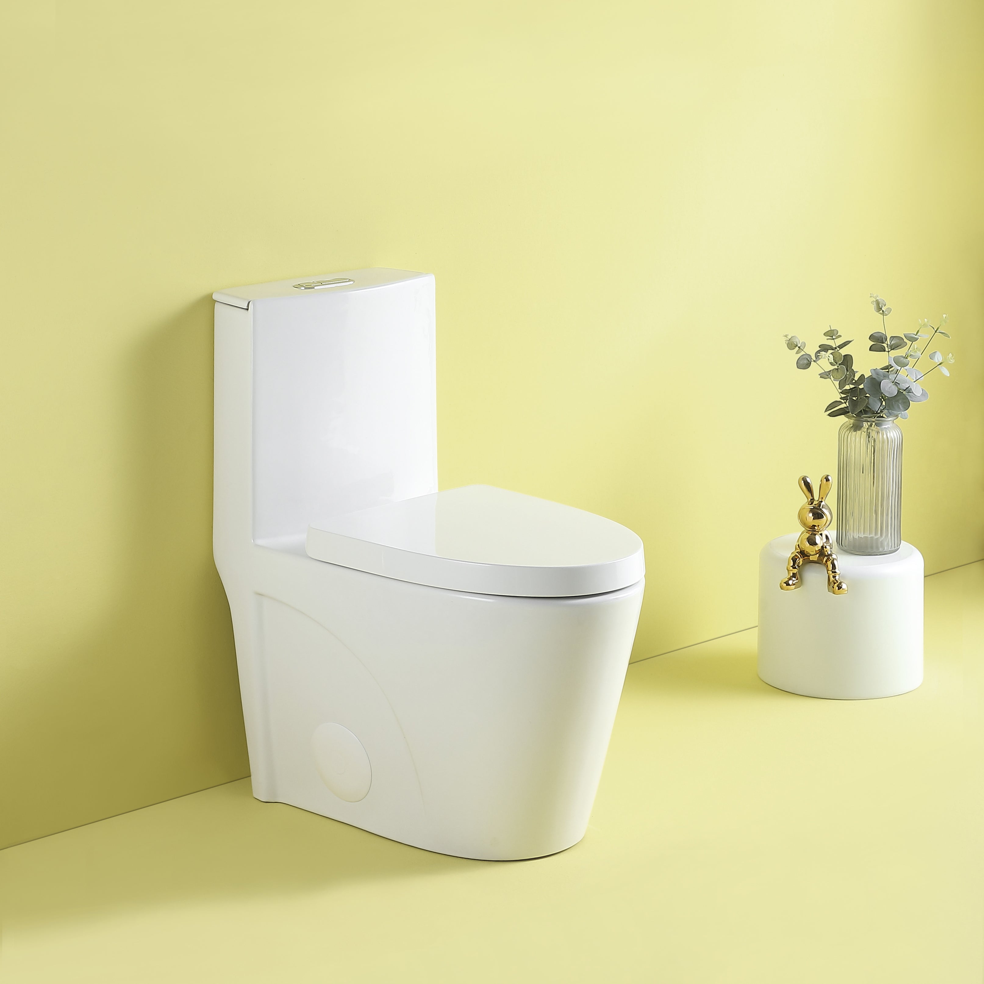 1.1/1.6 GPF Dual Flush 1-Piece Elongated Toilet with Soft-Close Seat - Gloss White,  Water-Saving, Modern, Stylish Design 23T01-GW--1