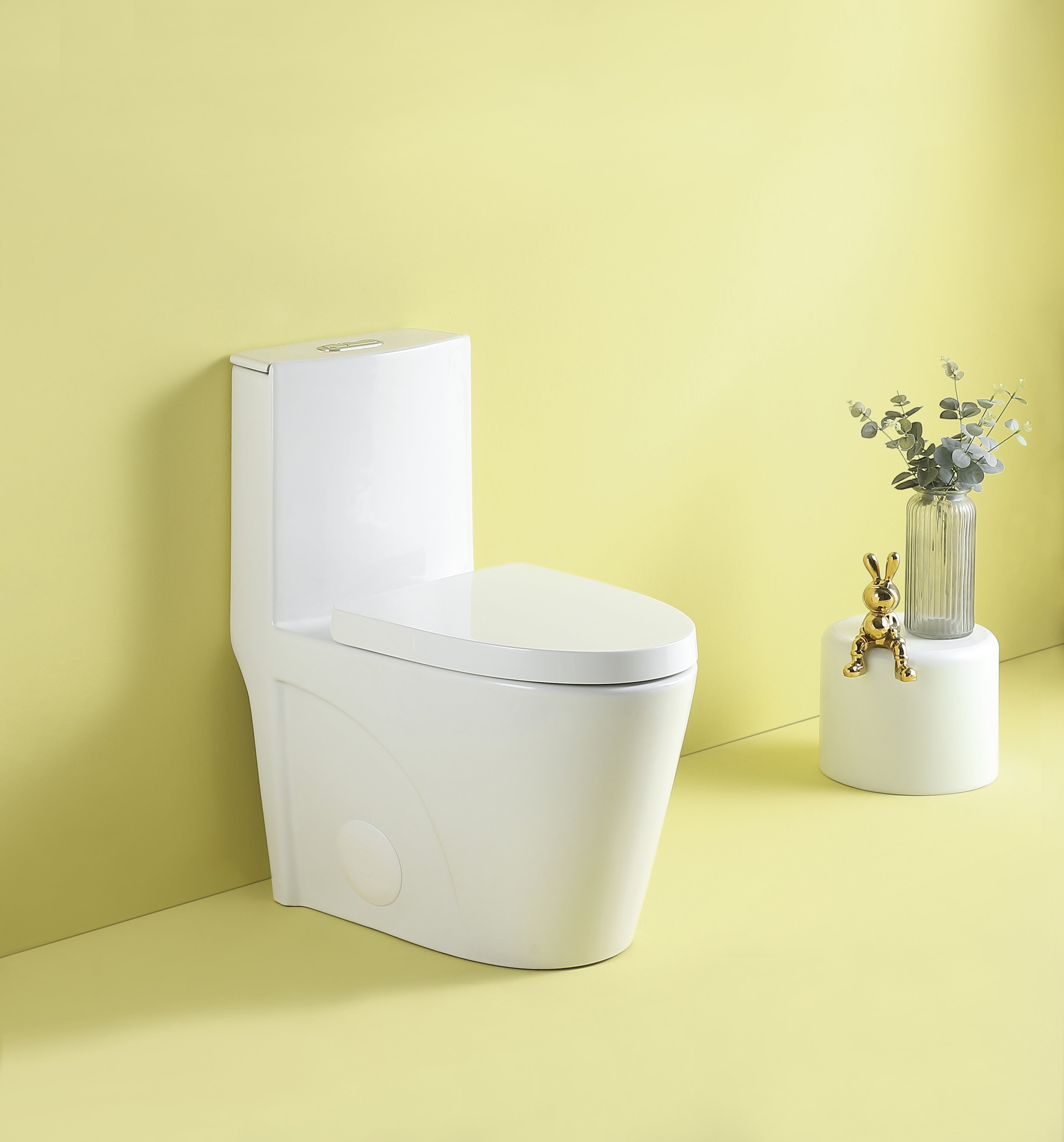 1.1/1.6 GPF Dual Flush 1-Piece Elongated Toilet with Soft-Close Seat - Gloss White,  Water-Saving, Modern, Stylish Design 23T01-GW--1