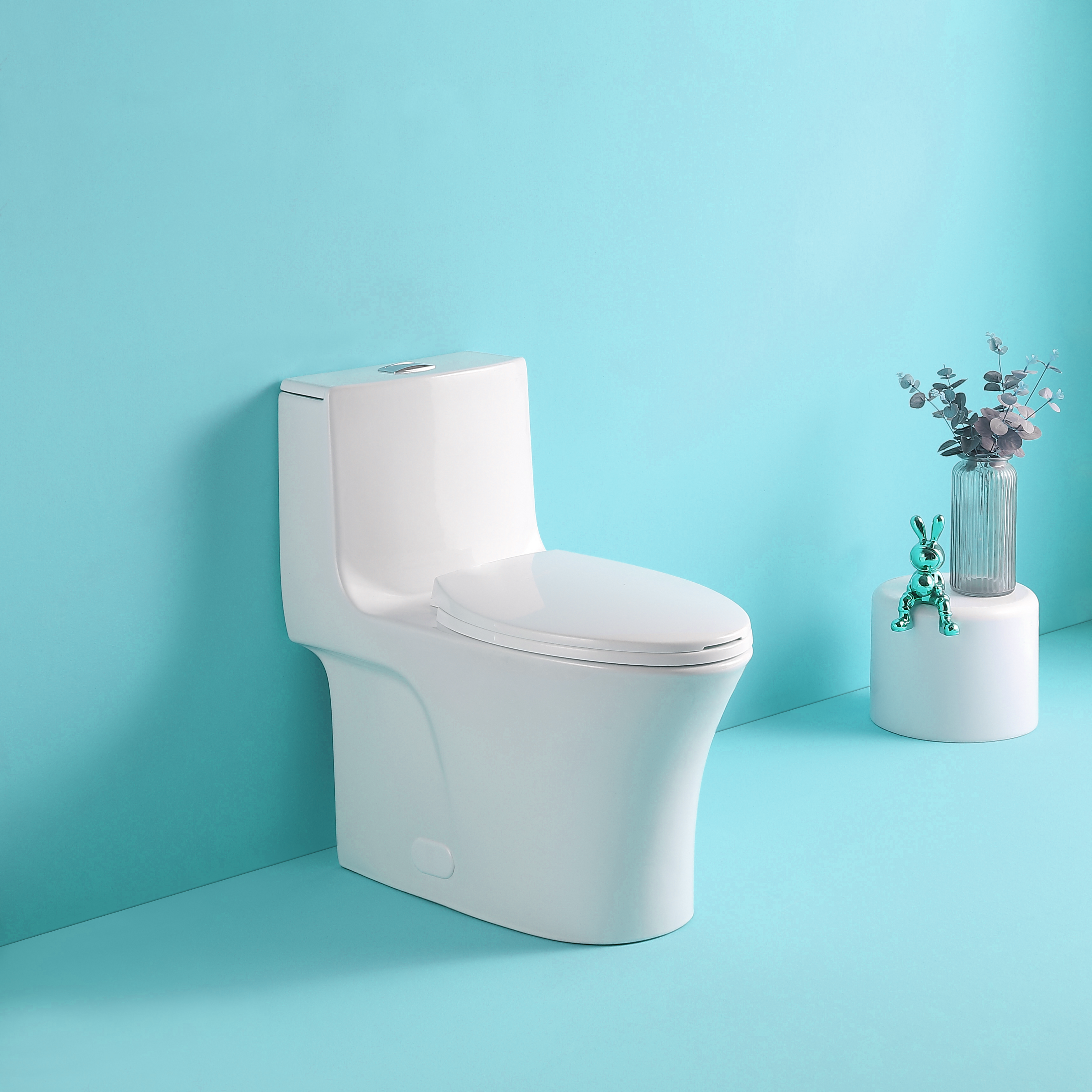 1.1/1.60 GPF Dual-Flush One Piece Toilet, Water-Saving Elongated Comfort Height Floor Mounted, Soft Closing Seat, 1000 Gram Map Flushing Score Toilet, Gloss White 23T02-GW--1