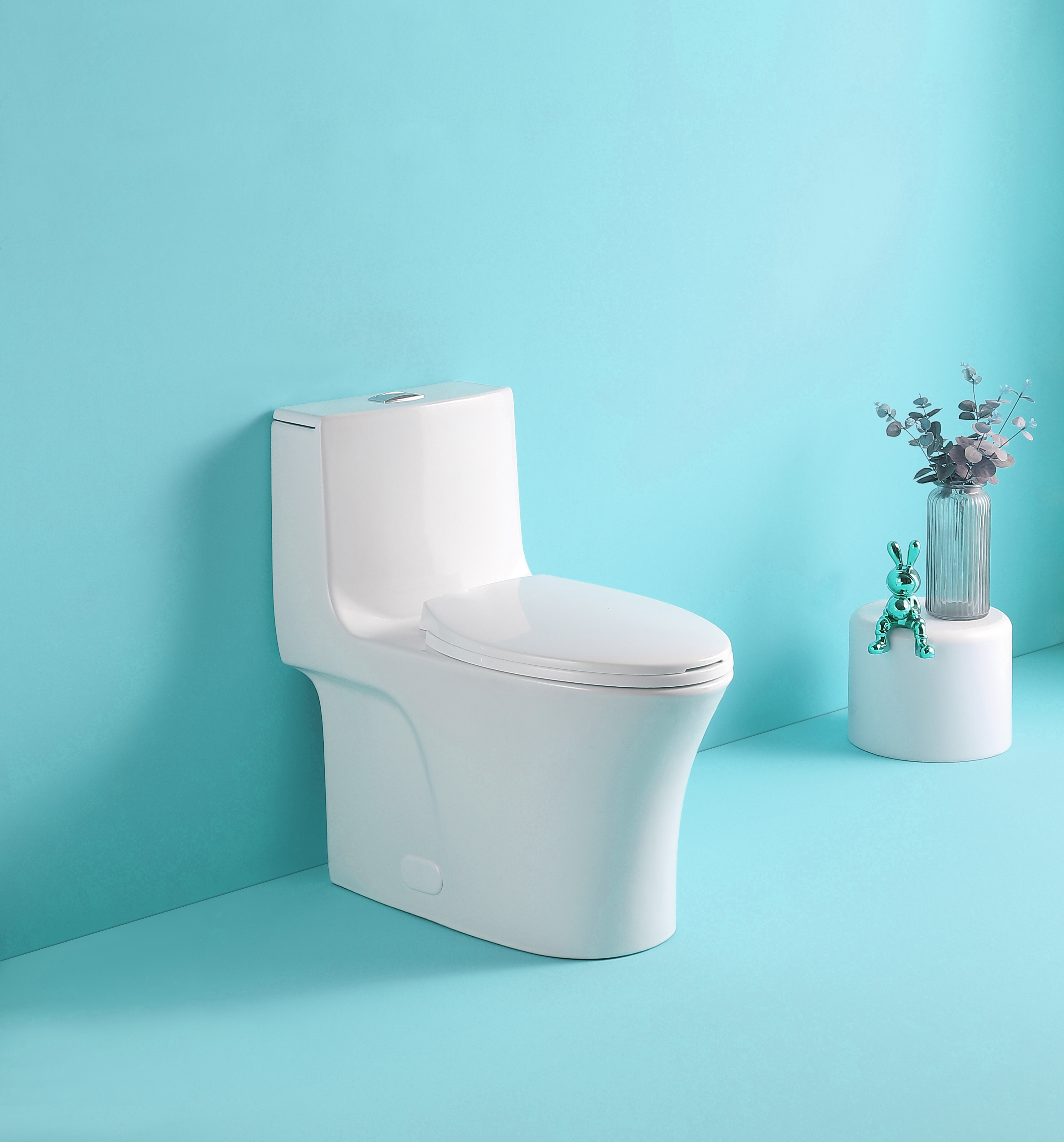 1.1/1.60 GPF Dual-Flush One Piece Toilet, Water-Saving Elongated Comfort Height Floor Mounted, Soft Closing Seat, 1000 Gram Map Flushing Score Toilet, Gloss White 23T02-GW--1