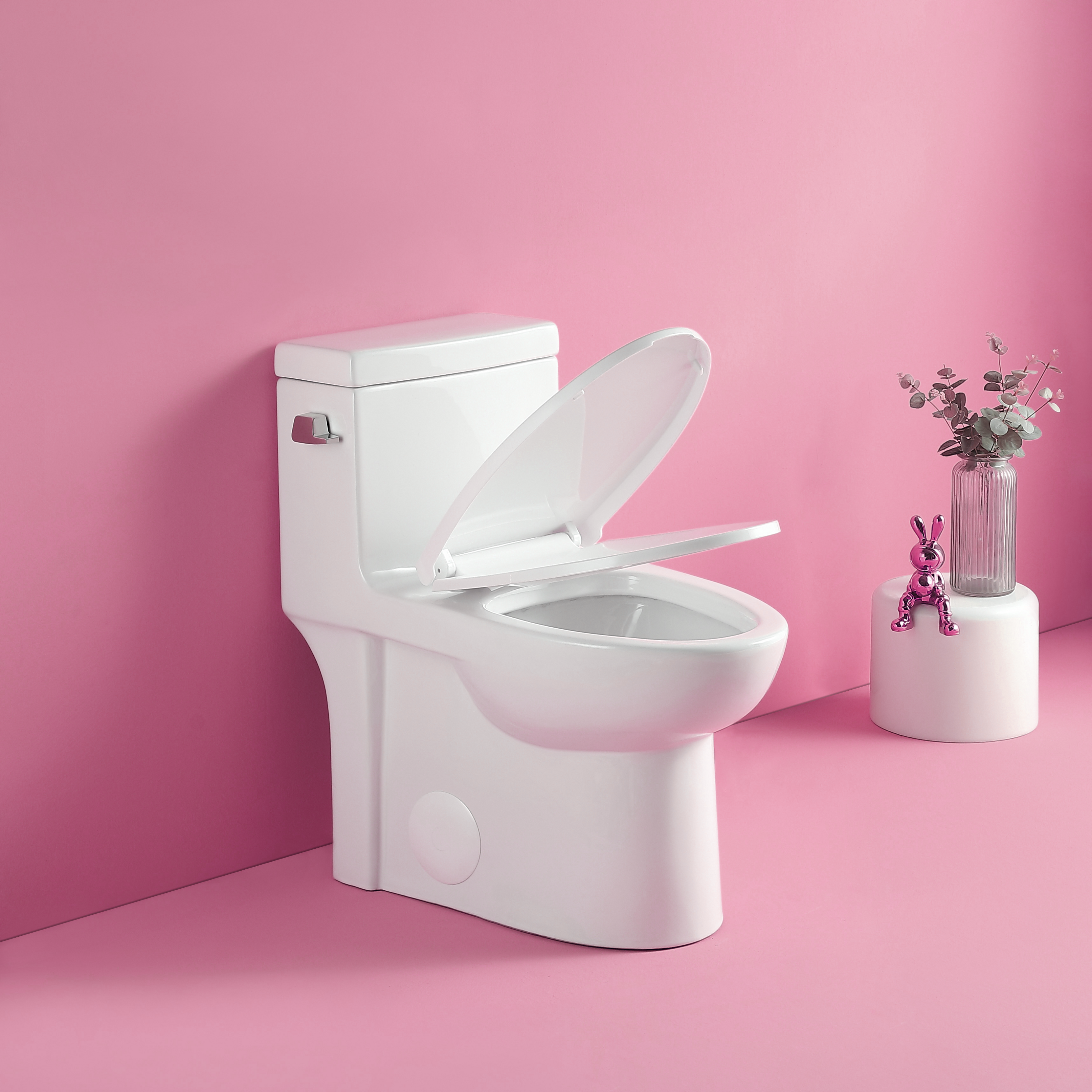 1.28 GPF Single-flush One Piece Toilet, Water-Saving Elongated Comfort Height Floor Mounted, Soft Closing Seat, 1000 Gram Map Flushing Score Toilet, Gloss White 23T03-GW--3