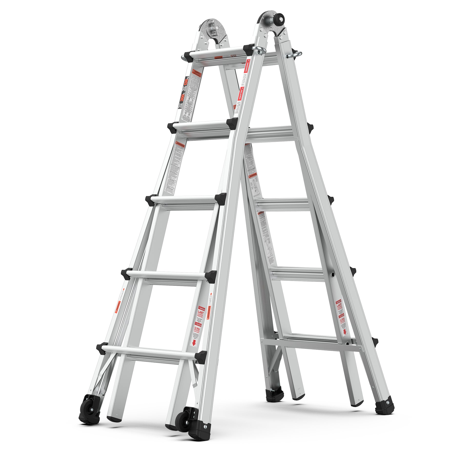 Aluminum Multi-Position Ladder with Wheels, 300 lbs Weight Rating, 22 FT--1