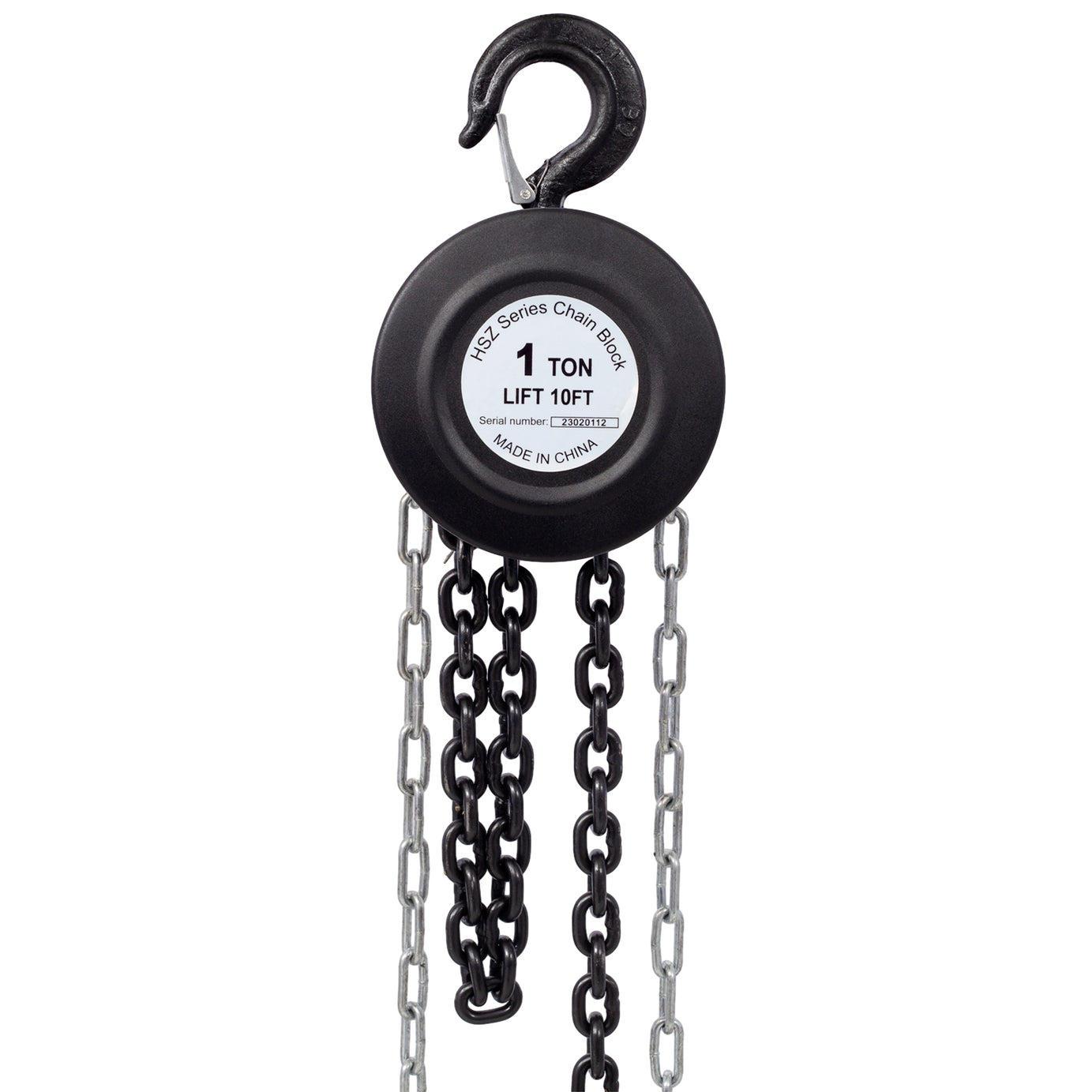 Chain hoist 2200lbs 1T capacity 10ft wIth 2 heavy duty hooks,Manual chain hoist steel construction,black--1