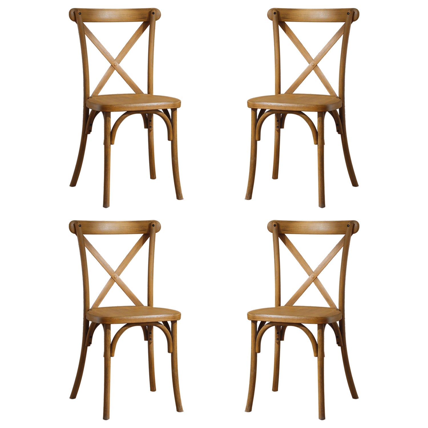 4-Pack Resin X-Back Chair,Natural Mid Century Chair Modern Farmhouse Cross Back Chair for Kitchen  Natural--1