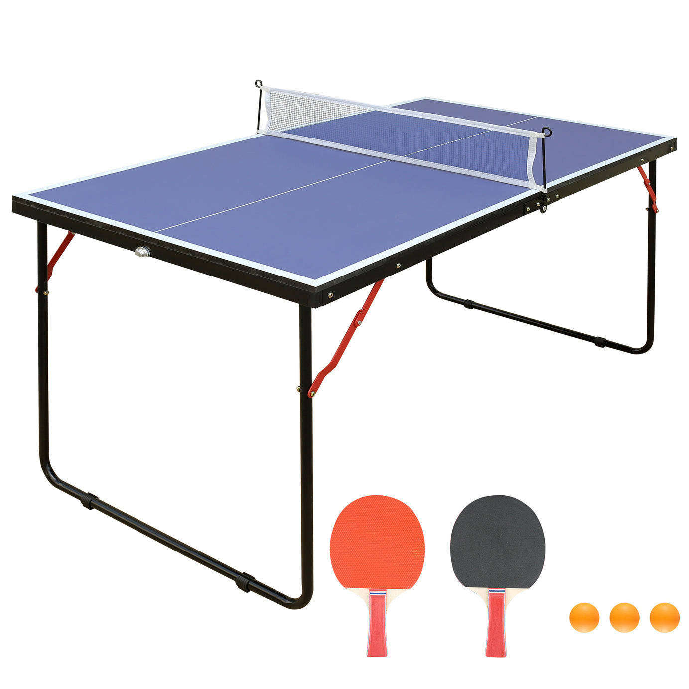 Table Tennis Table Foldable & Portable Ping Pong Table Set with Net and 2 Ping Pong Paddles for Indoor Outdoor Game--1