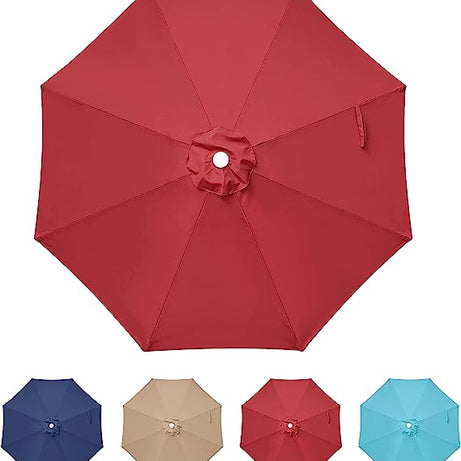 9' Patio Umbrella Replacement Canopy Outdoor Table Market Yard Umbrella Replacement Top Cover, Red--1