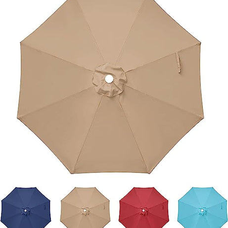 9' Patio Umbrella Replacement Canopy Outdoor Table Market Yard Umbrella Replacement Top Cover, Tan--1