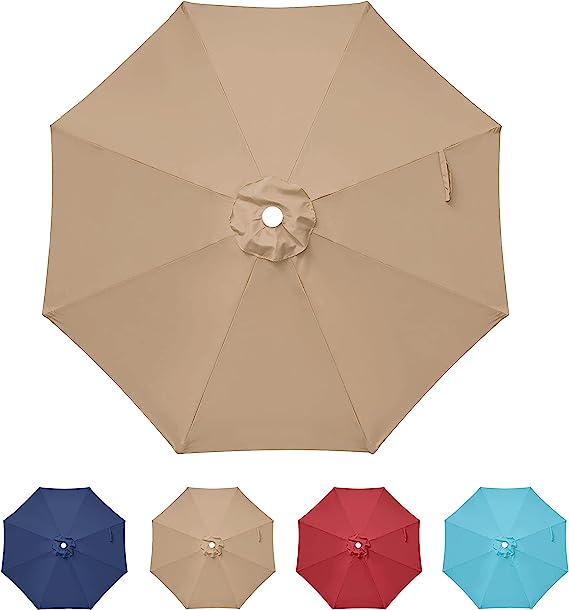 9' Patio Umbrella Replacement Canopy Outdoor Table Market Yard Umbrella Replacement Top Cover, Tan--1