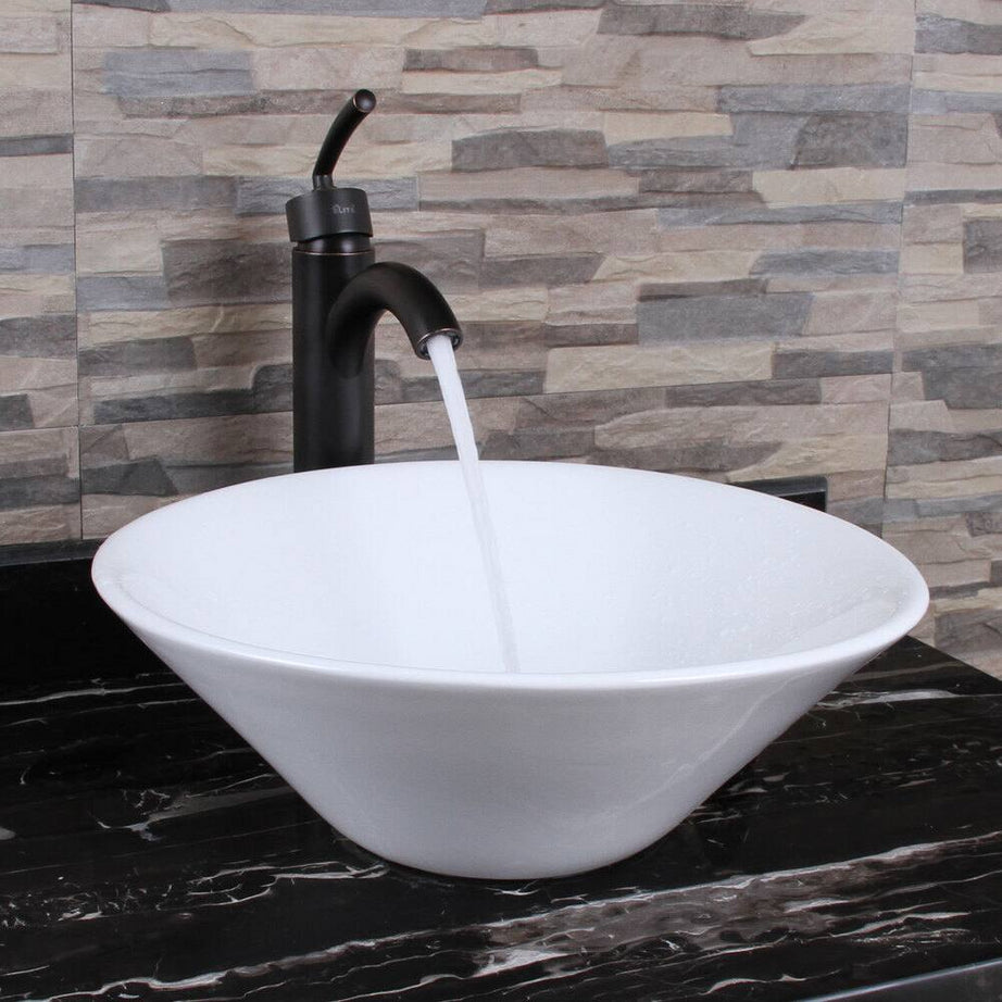 Ceramic Round Above Counter White Bathroom Sink Art Basin(BAB217MOWH)--1