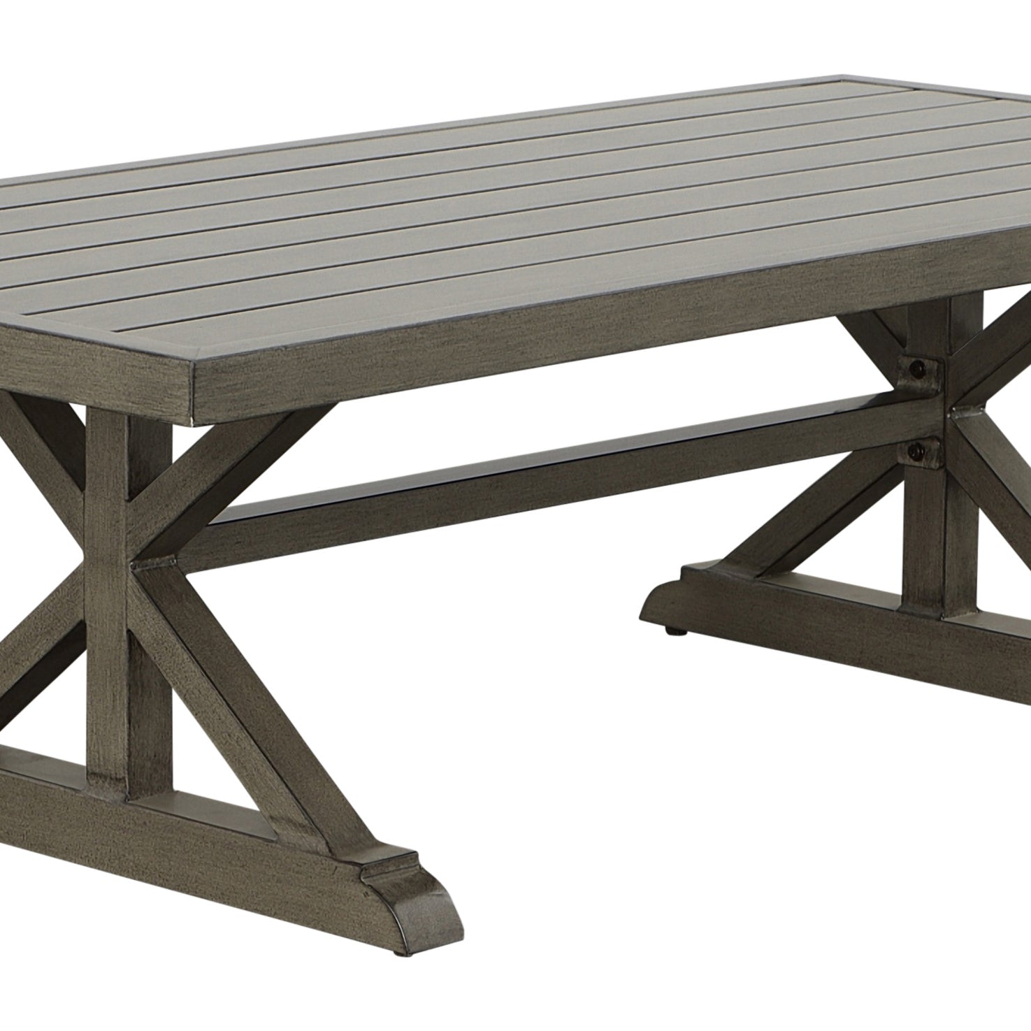 Brown Aluminum Coffee Table - Mission Influences, Bottom Shelf - Rust-Resistant, Weather-Resistant - Functional and Stylish--1