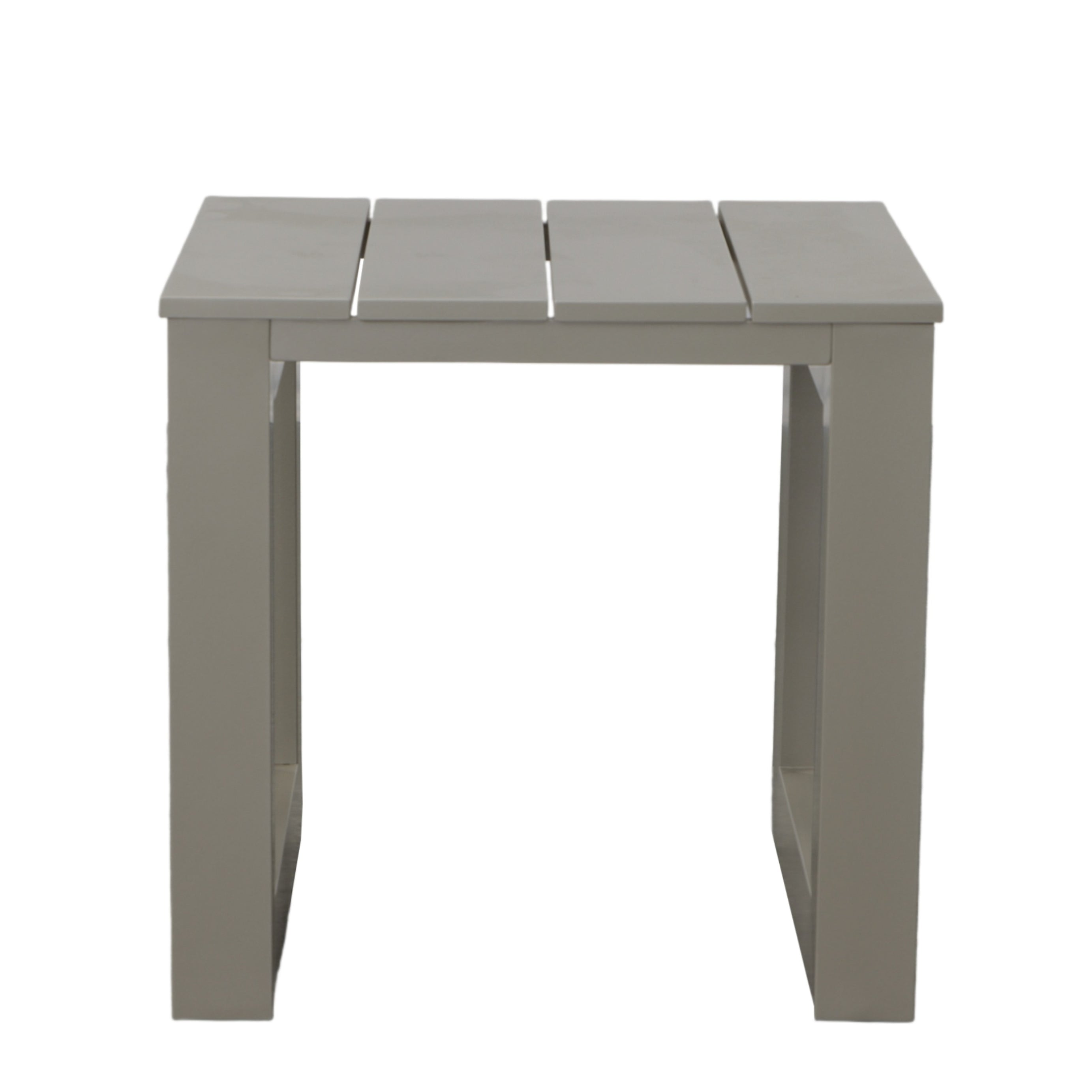 Versatile Patio End Table - Neutral Tones, Modern Geometric Pattern - Rust-Resistant Aluminum, Scratch and Weather-Resistant--1