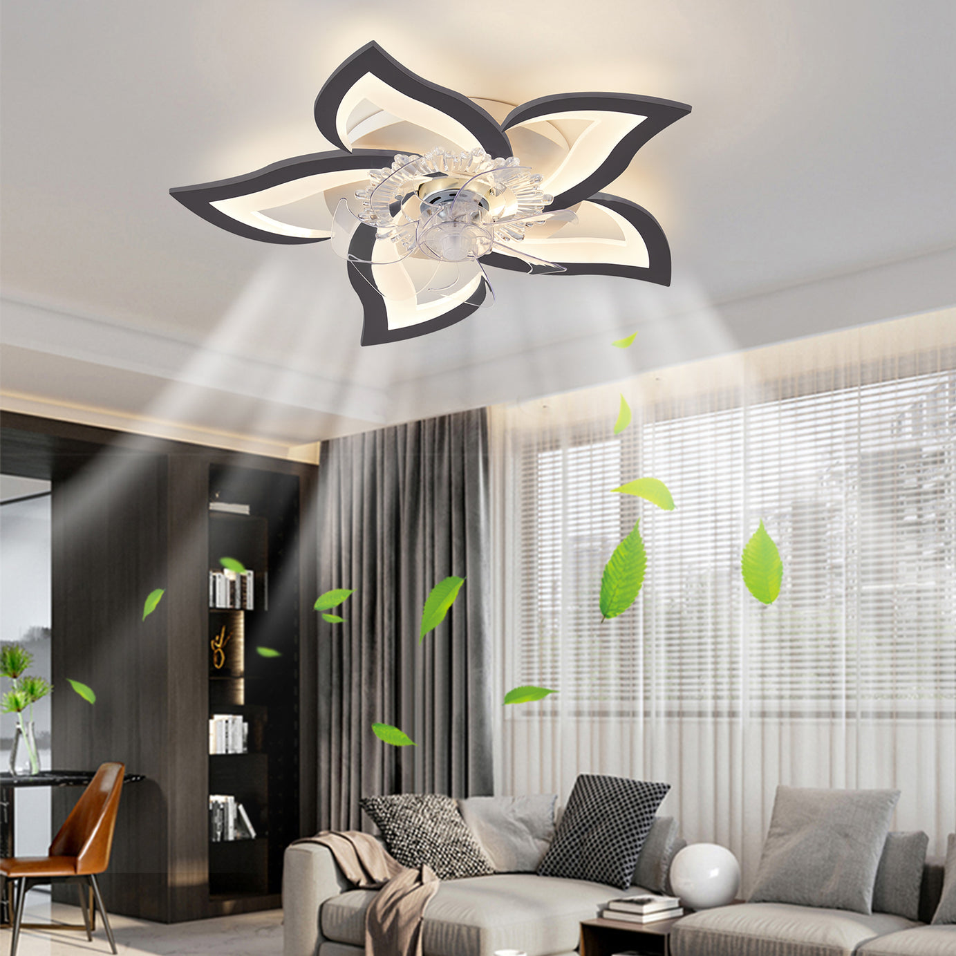 27In Ceiling Fan with Lights Remote Contro Dimmable LED,6 Gear Wind Speed Fan Light--1