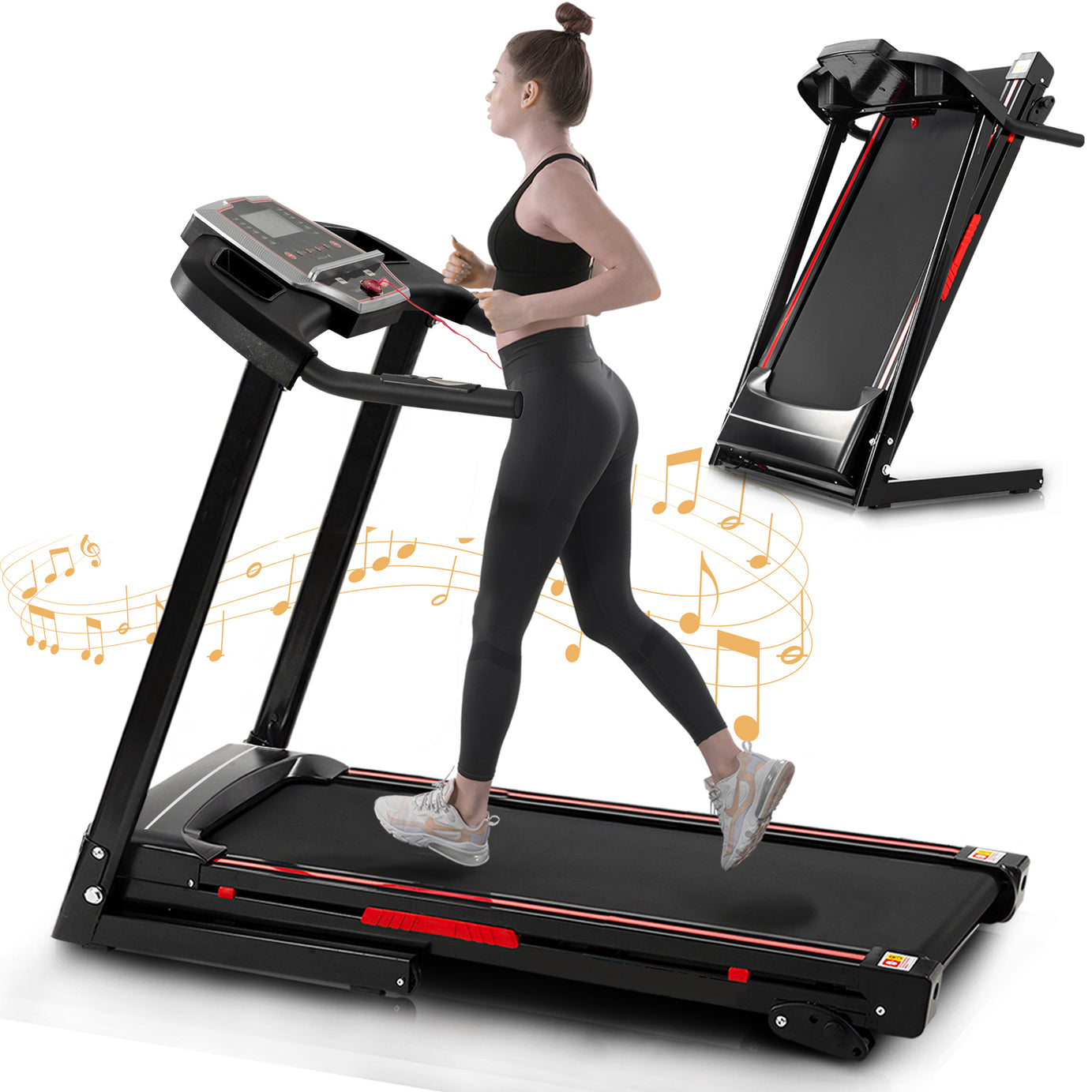 Folding Treadmills for Home - 3.5HP Portable Foldable with Incline, Electric Treadmill for Running Walking Jogging Exercise with 12 Preset Programs, Indoor Workout Training Space Save Apartment,APP--1