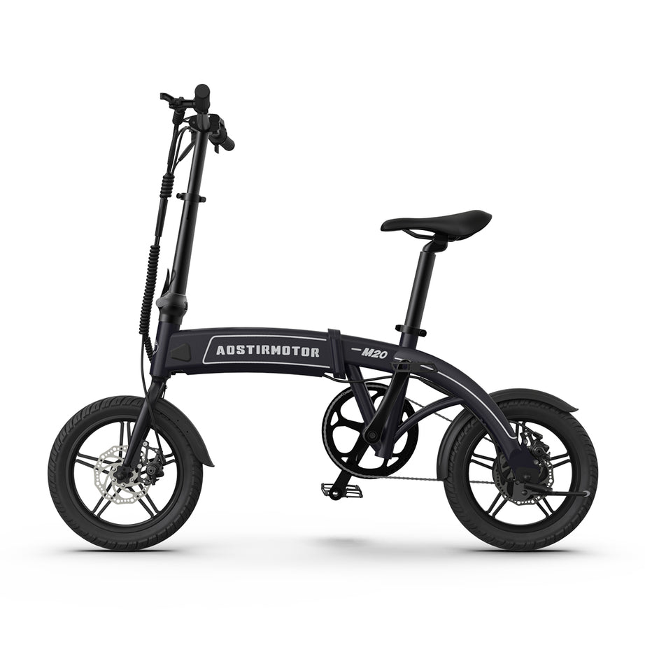 Aostirmotor 14" Electric Bike,350W 7.5Ah/36V E Bike, Lightweight Folding Electric Bicycles for Adult(BLACK)--1