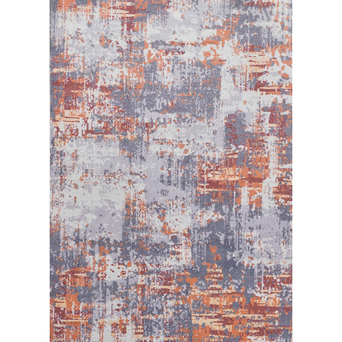 ZARA Collection Abstract Design Grey Brown and Rust Machine Washable Super Soft Area Rug--1