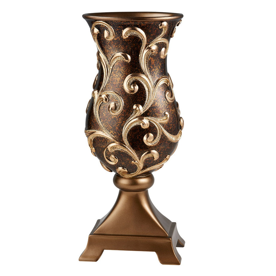 19.75" Tall Decorative Vase "Odysseus" Baroque Style w/ Gold Floral Filigree--1