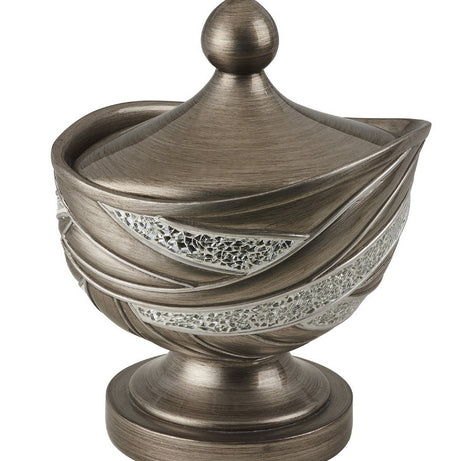 10.5" Tall Polyresin Decorative Jewelry Box "Kairavi" with Silver Swirl Pattern--1