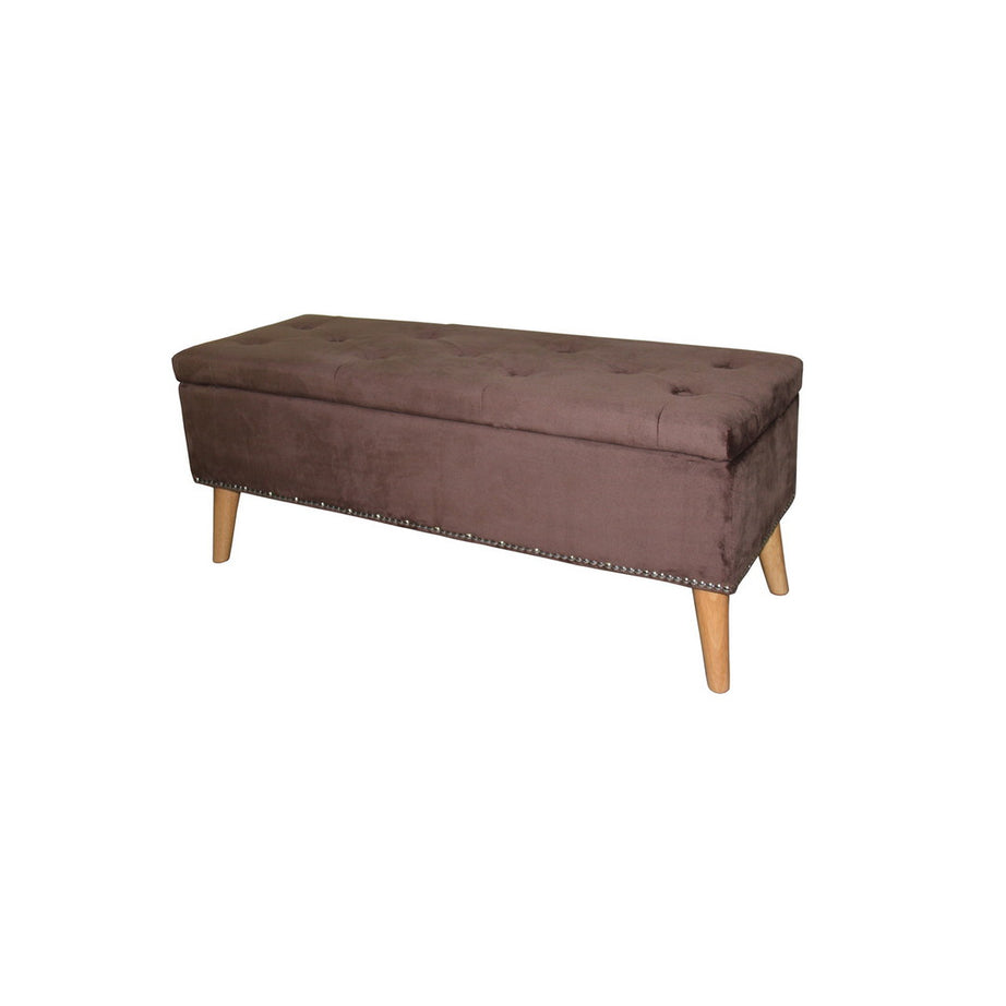 17" Tall Storage Bench, Brown Suede--1