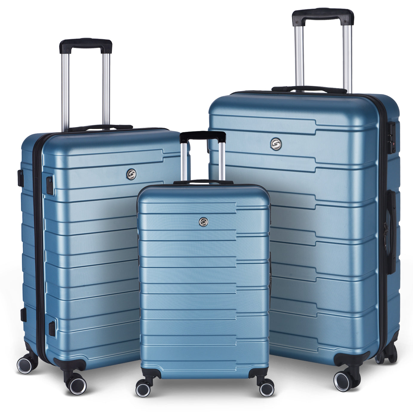 Luggage Suitcase 3 Piece Sets Hardside Carry-on luggage with Spinner Wheels 20"/24"/28"--1