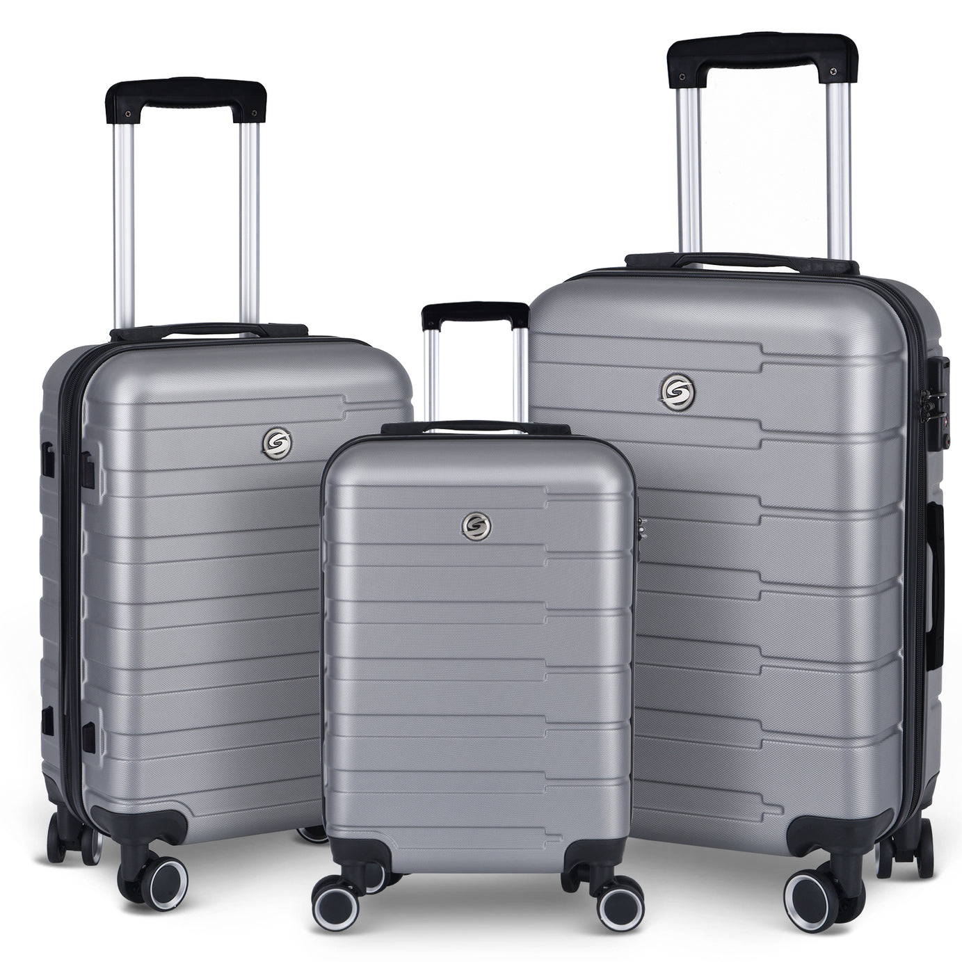 Luggage Suitcase 3 Piece Sets Hardside Carry-on luggage with Spinner Wheels 20"/24"/28"--1