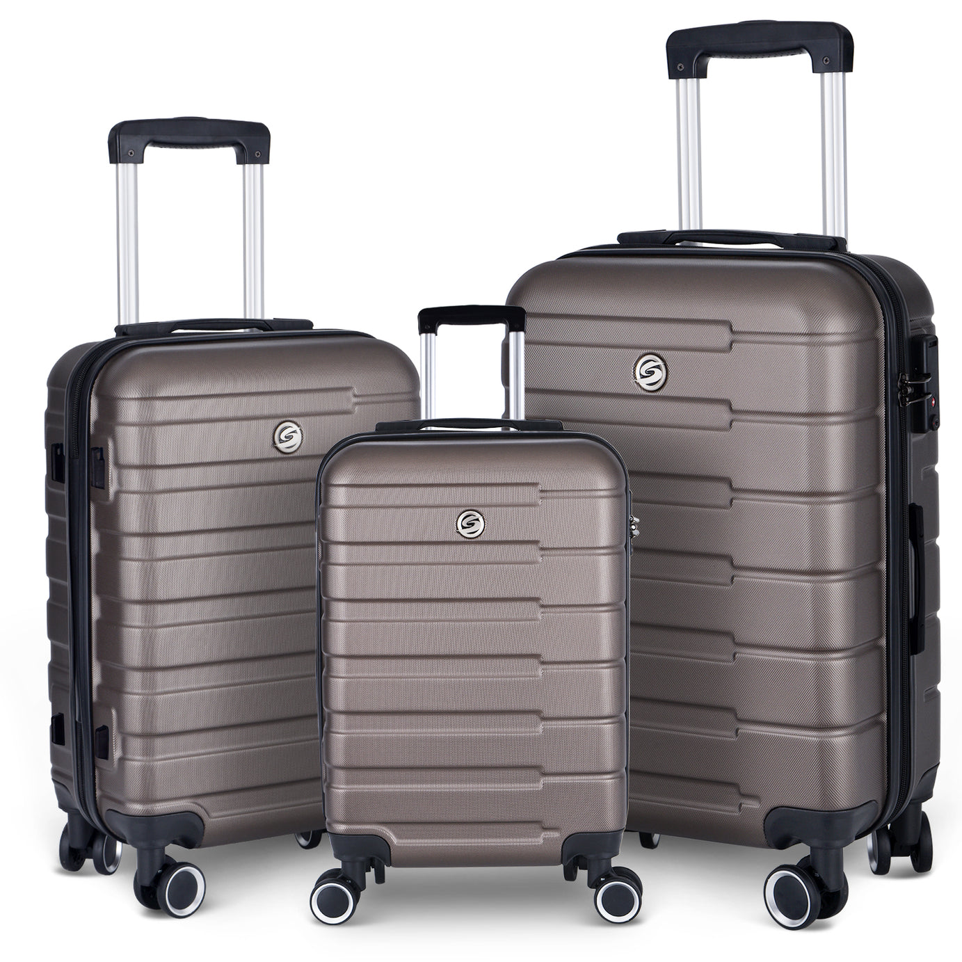 Luggage Suitcase 3 Piece Sets Hardside Carry-on luggage with Spinner Wheels 20"/24"/28"--1