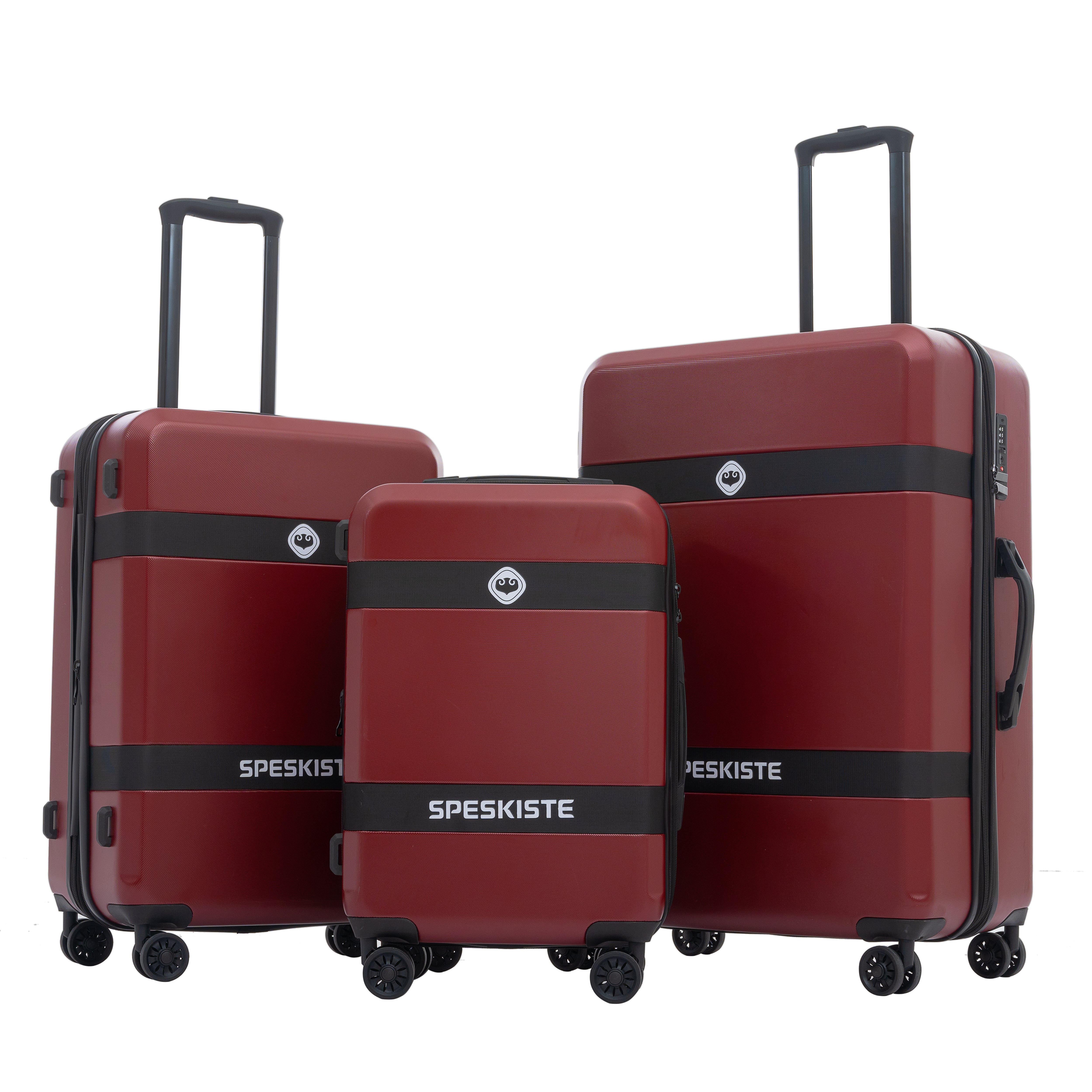 Luggage Sets New Model Expandable ABS+PC 3 Piece Sets with Spinner Wheels Lightweight TSA Lock (20/24/28), Red--1