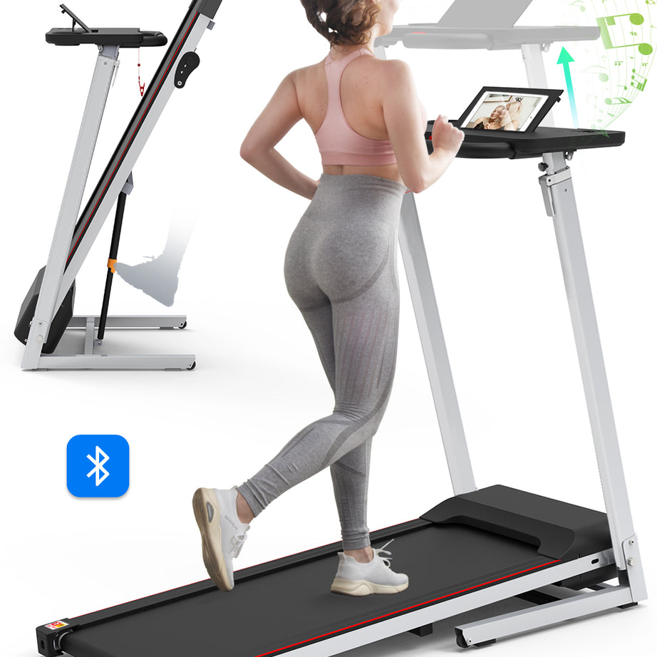 Folding Treadmill with Desk for Home - 265lbs Foldable Treadmill Running Machine, Electric Treadmill Exercise for Small Apartment Home Gym Fitness Jogging Walking--1