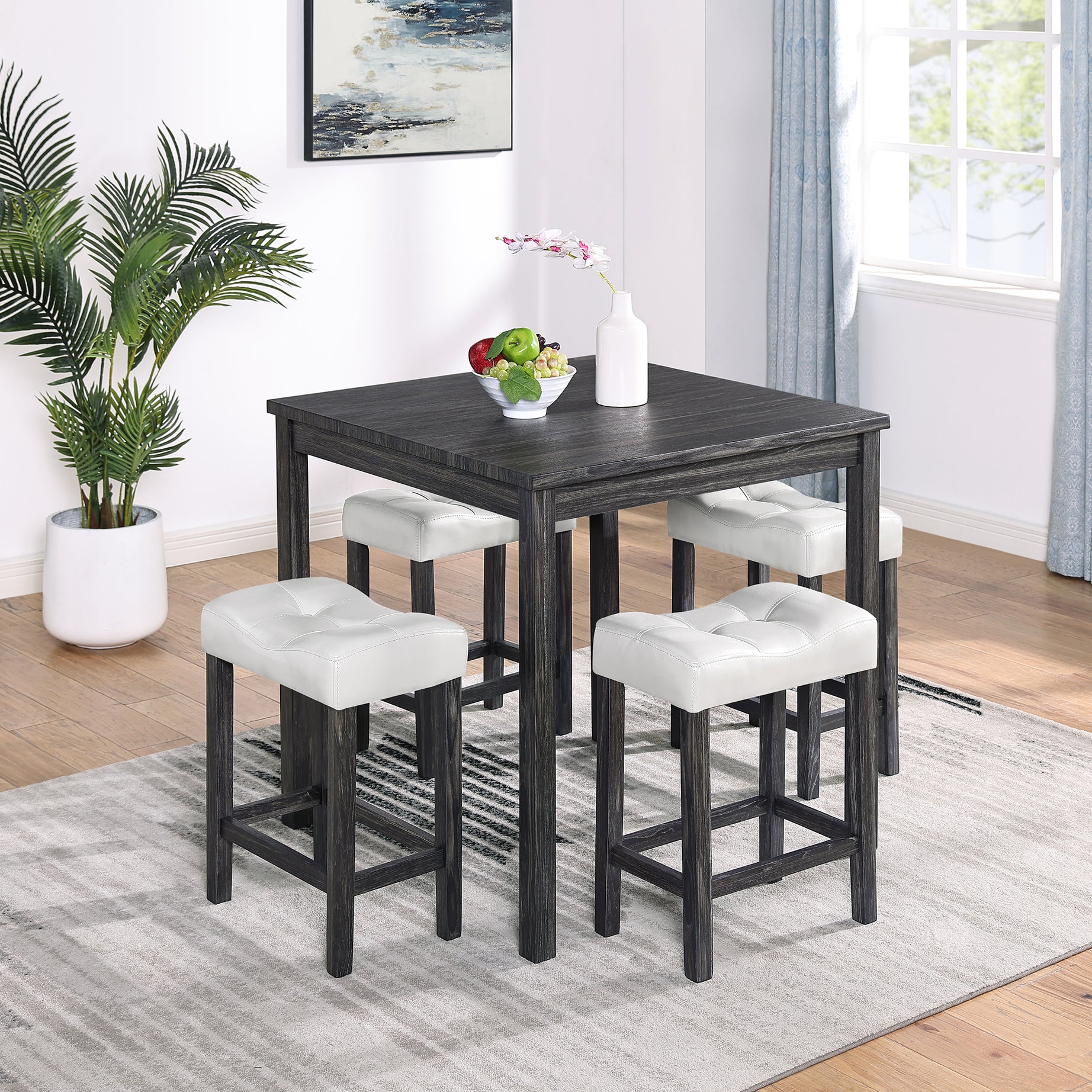 Dining Table, Bar Table and Chairs Set, 5 Piece Dining Table Set, Industrial Breakfast Table Set, for Living Room, Dining Room, Game Room,new sku W1781140363--1