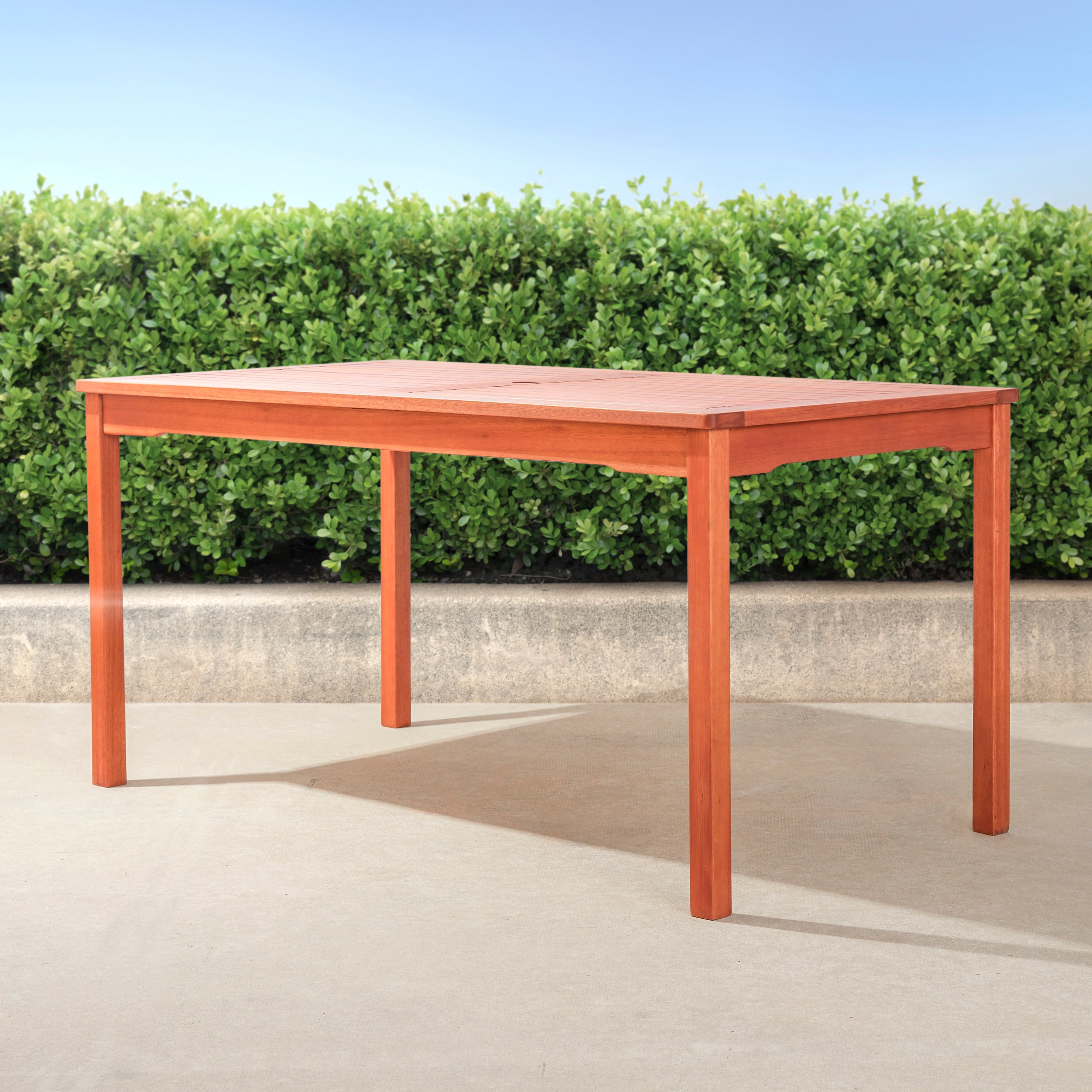 Caladesi Reddish Brown Rectangular Coastal Wood Patio Dining Table for 6 Seaters--1