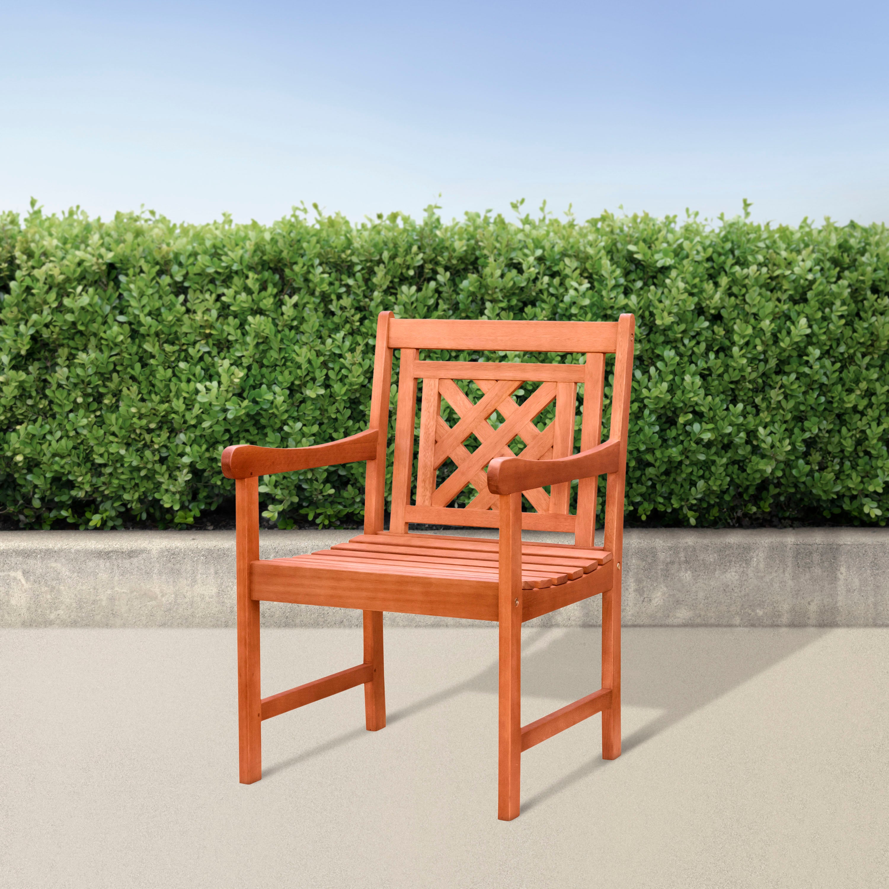 Siriana Reddish Brown Tropical Wood Patio Armchair--1