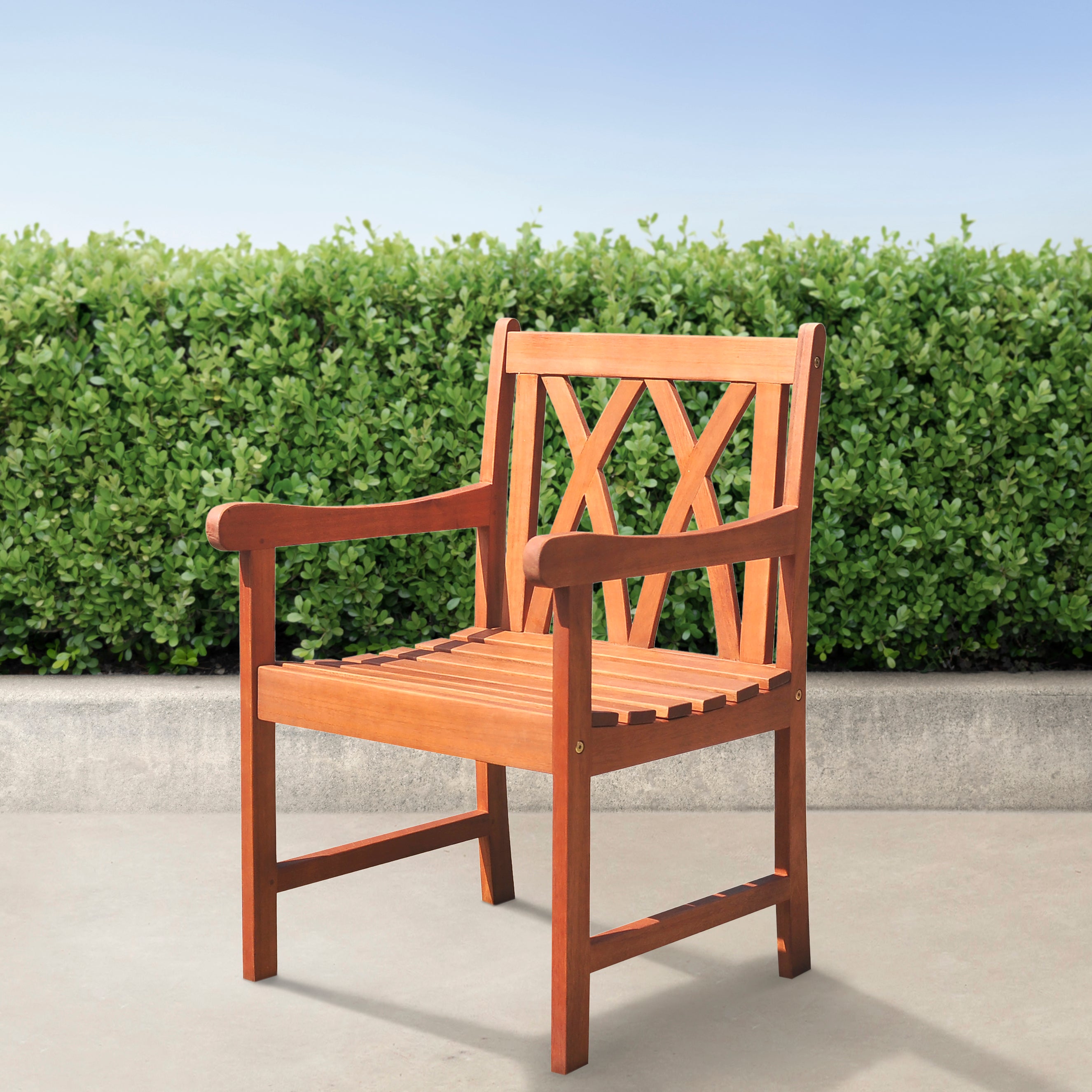 Lazarus Reddish Brown Tropical Wood Patio Armchair--1