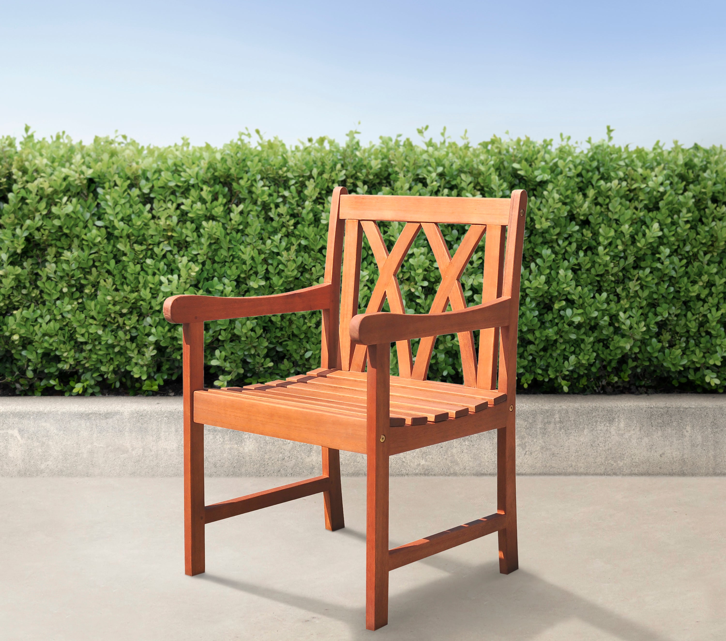 Lazarus Reddish Brown Tropical Wood Patio Armchair--1