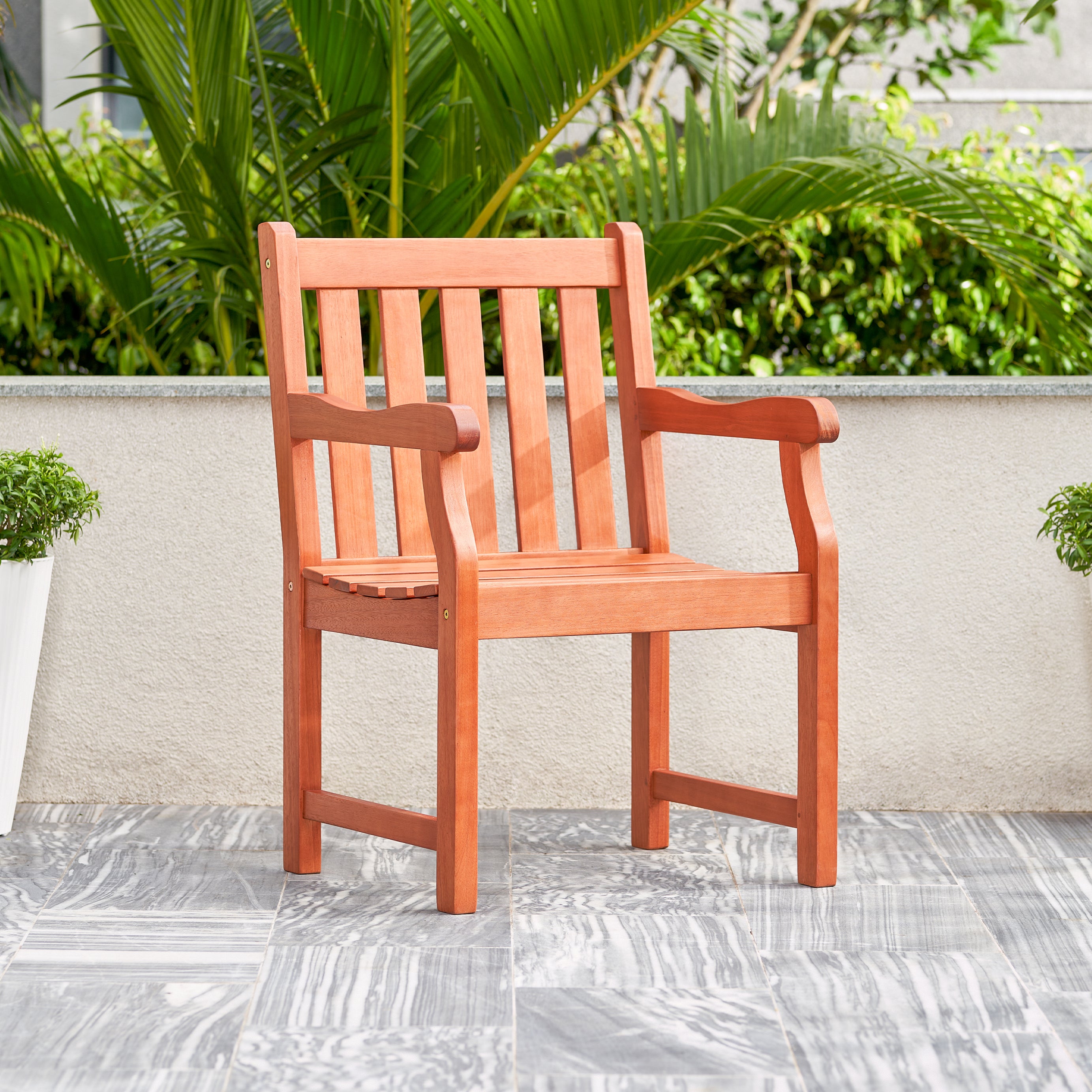 Emilio Reddish Brown Tropical Wood Patio Armchair--1