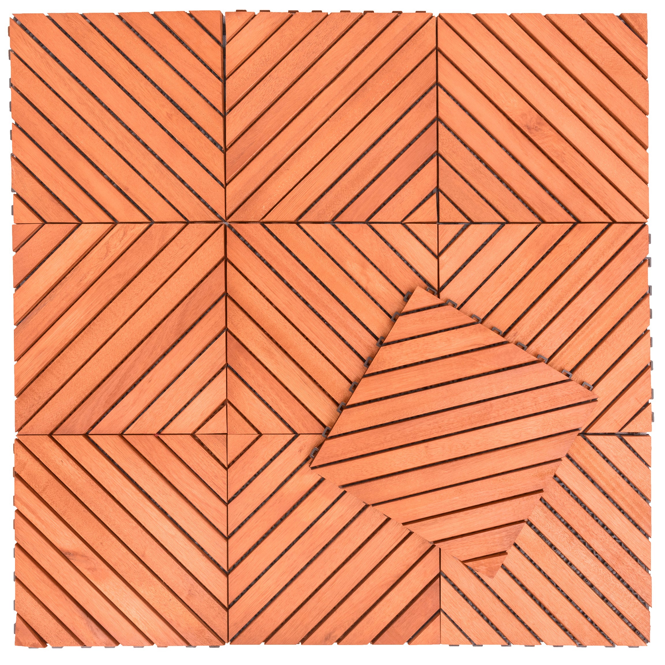 Dashiell 12-Diagonal Slat Eucalyptus Interlocking Deck Tile (Set of 10 Tiles)--1