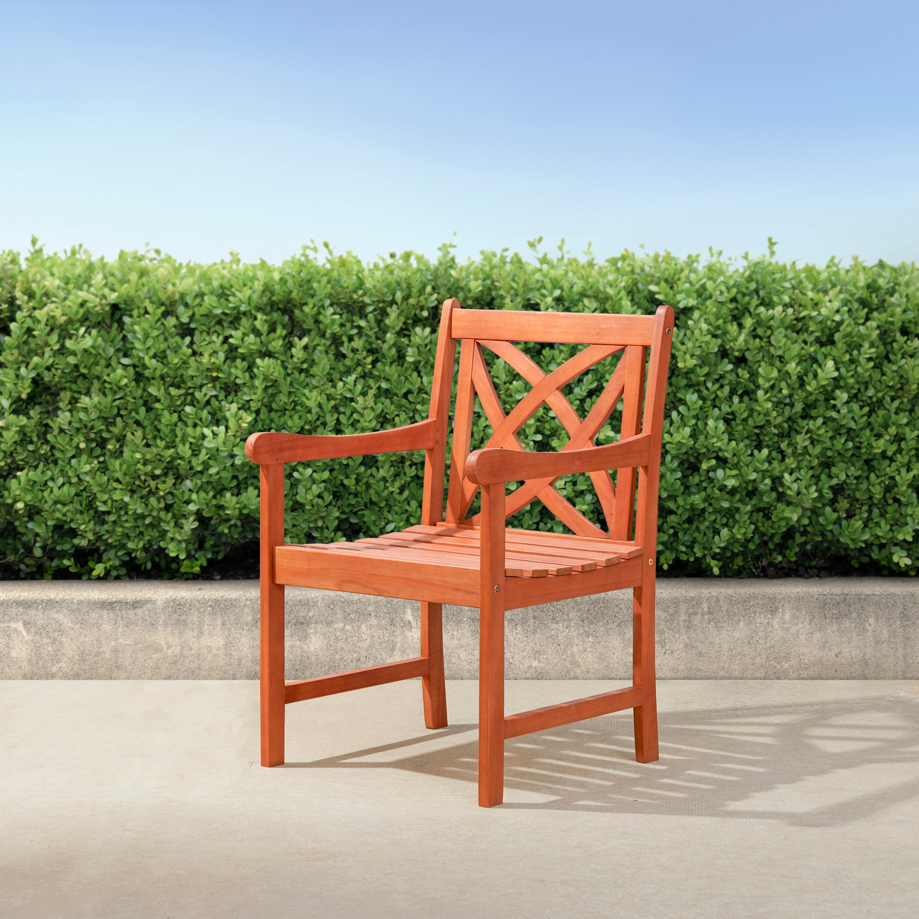 Heraldo Reddish Brown Tropical Wood Patio Armchair--1