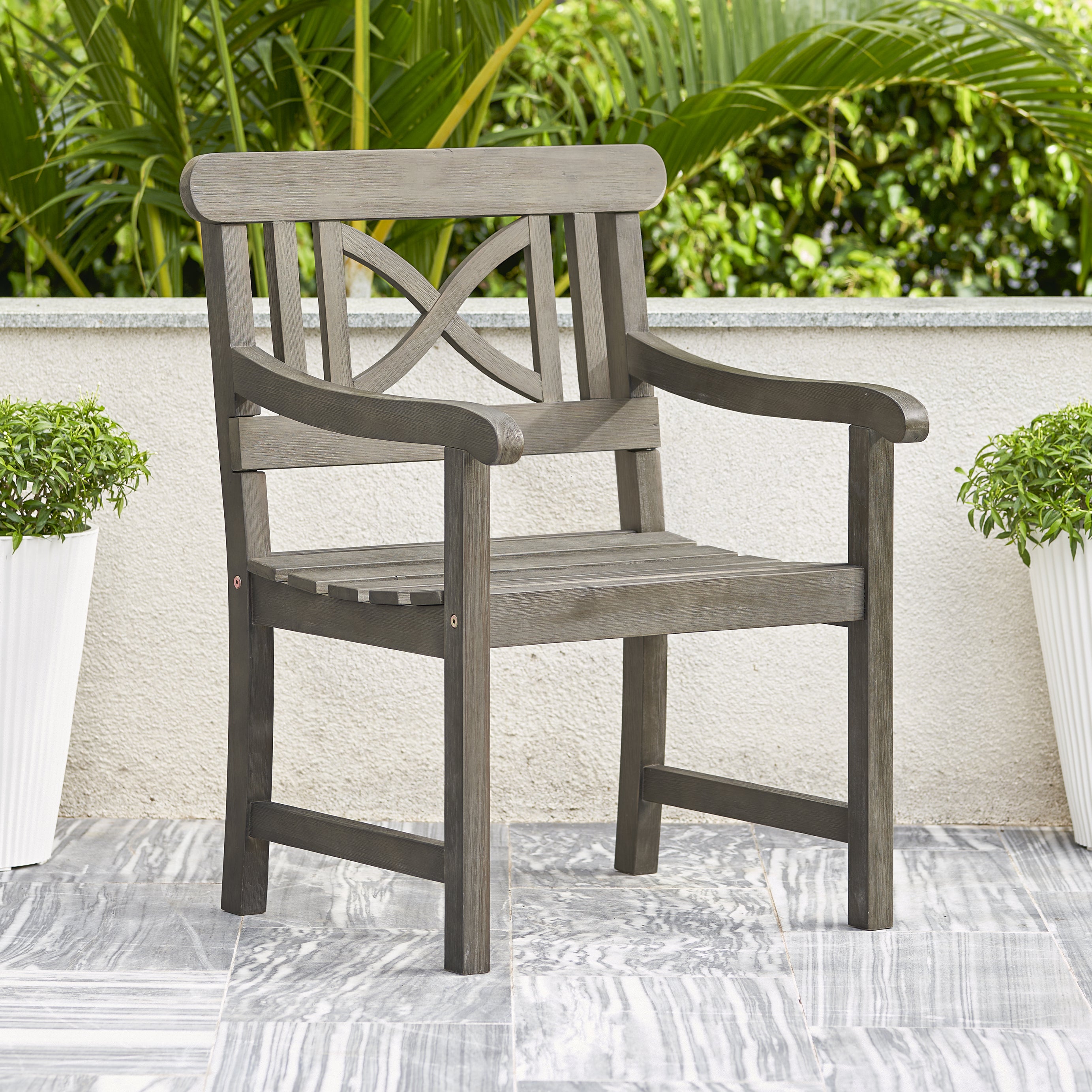 Stefanos Grey-washed Farmhouse Wood Patio Armchair--1