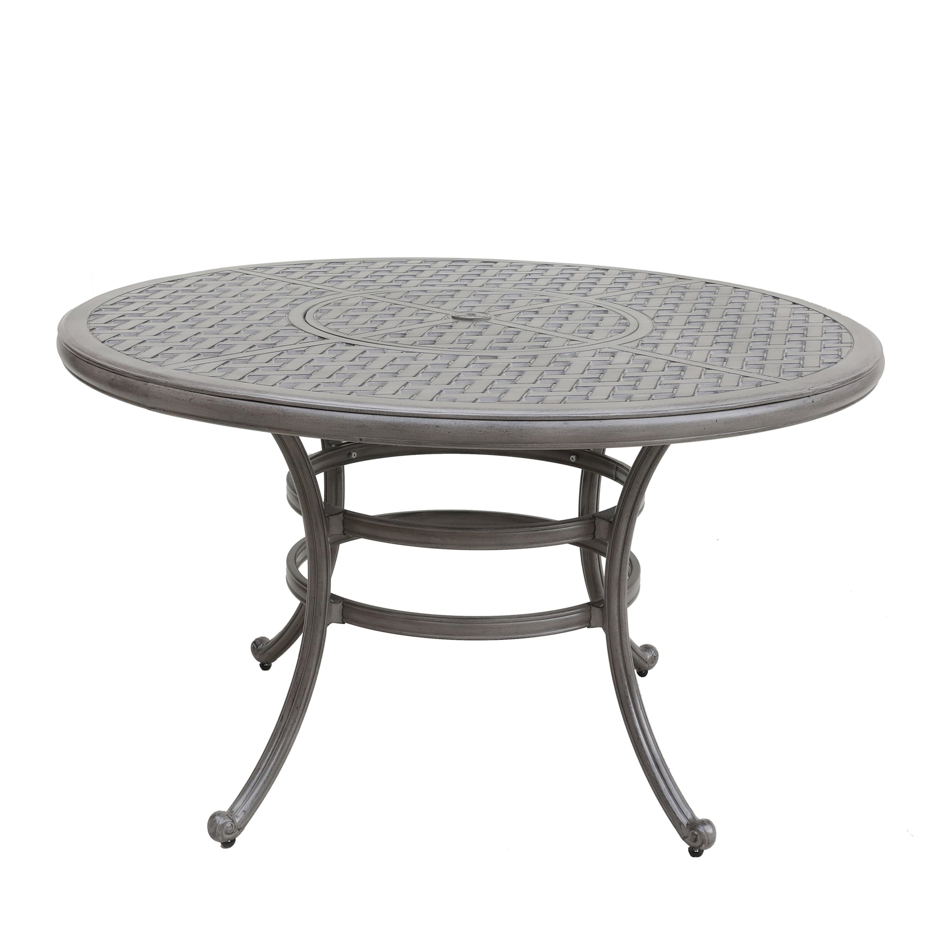 All-Weather and Durable 52" Round Cast Aluminum Round Dining Table with Umbrella Hole--1