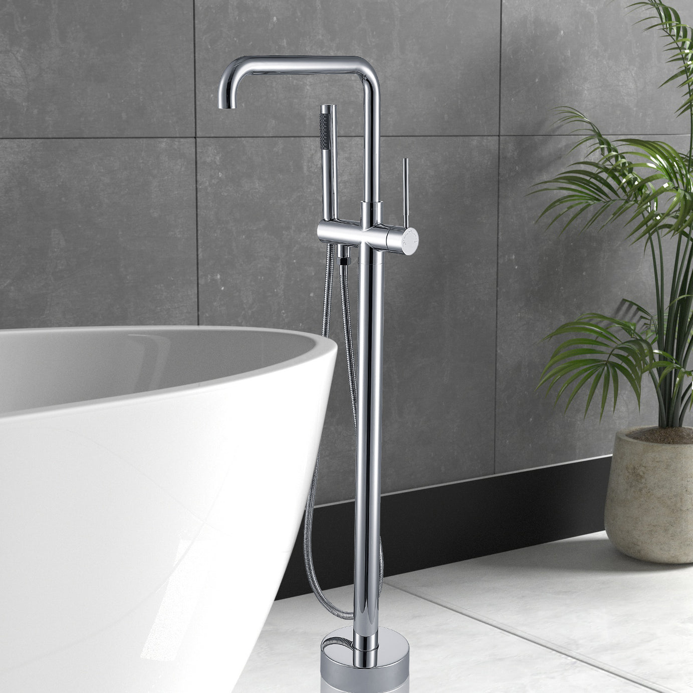 Freestanding Bathtub Faucet with Hand Shower--1